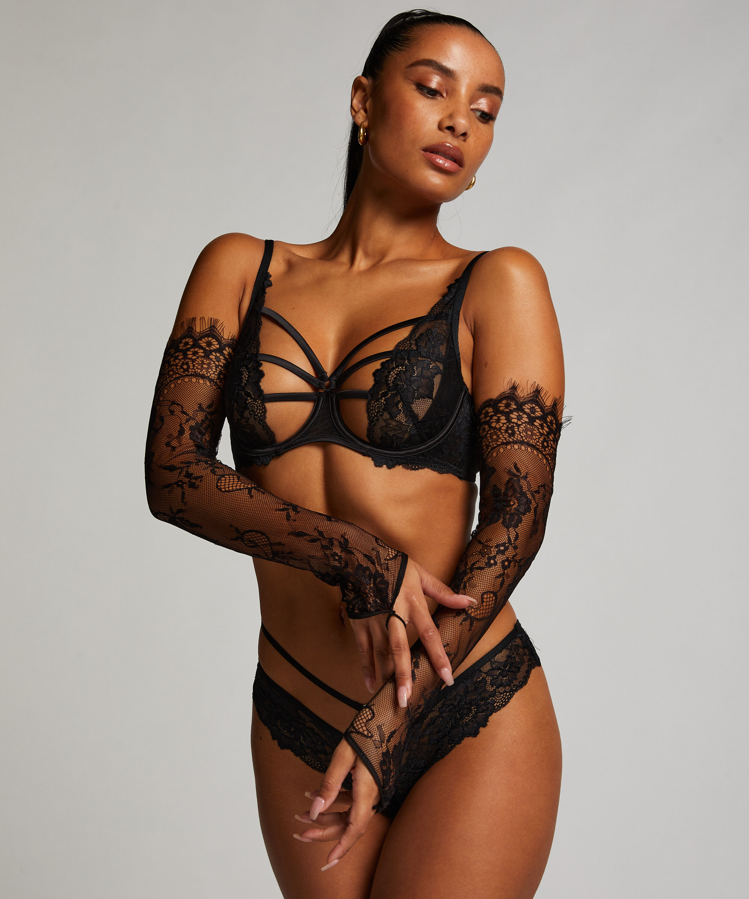 Spitzenhandschuhe, Schwarz