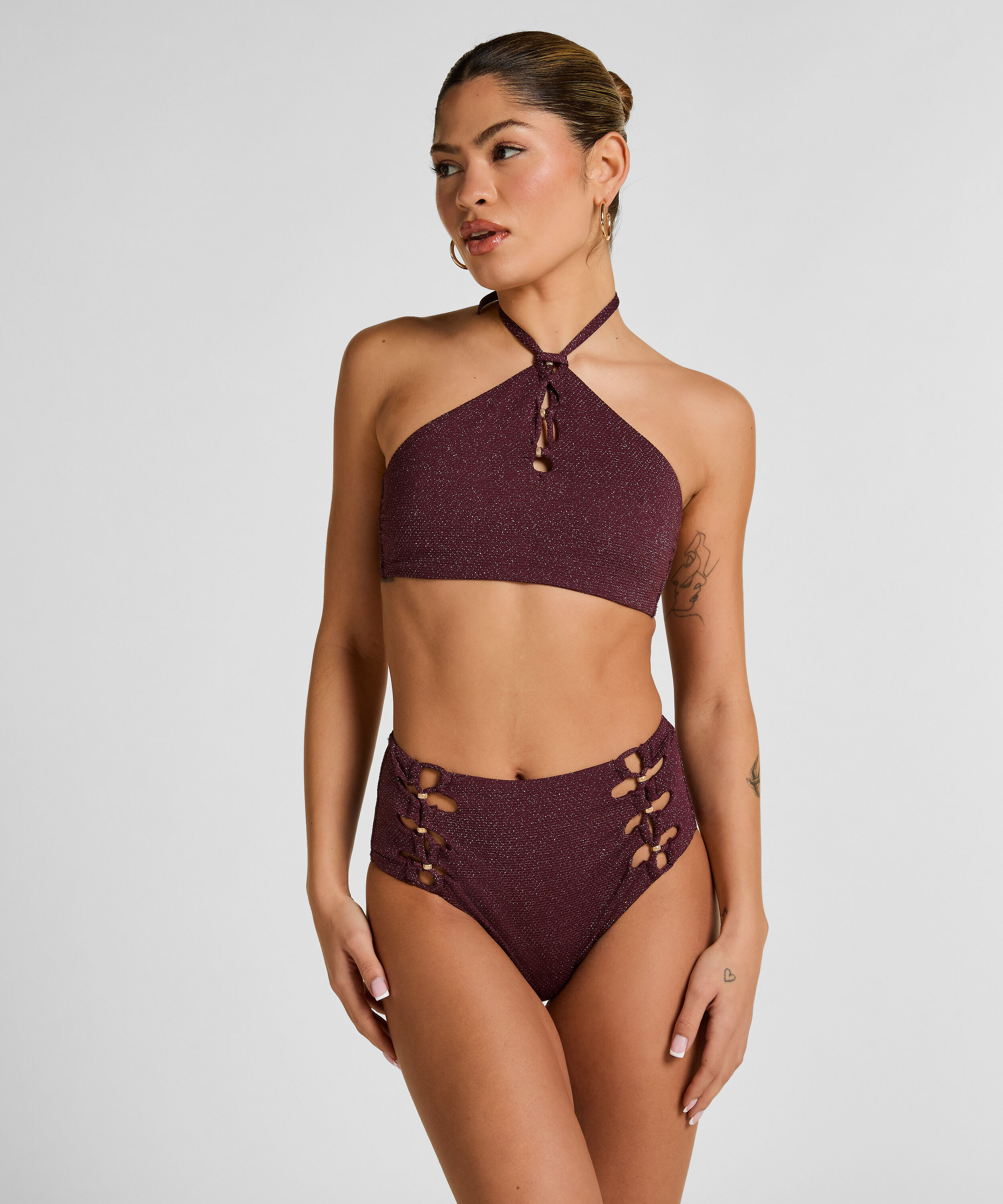 Panama High-Waist Bikinihose, Lila