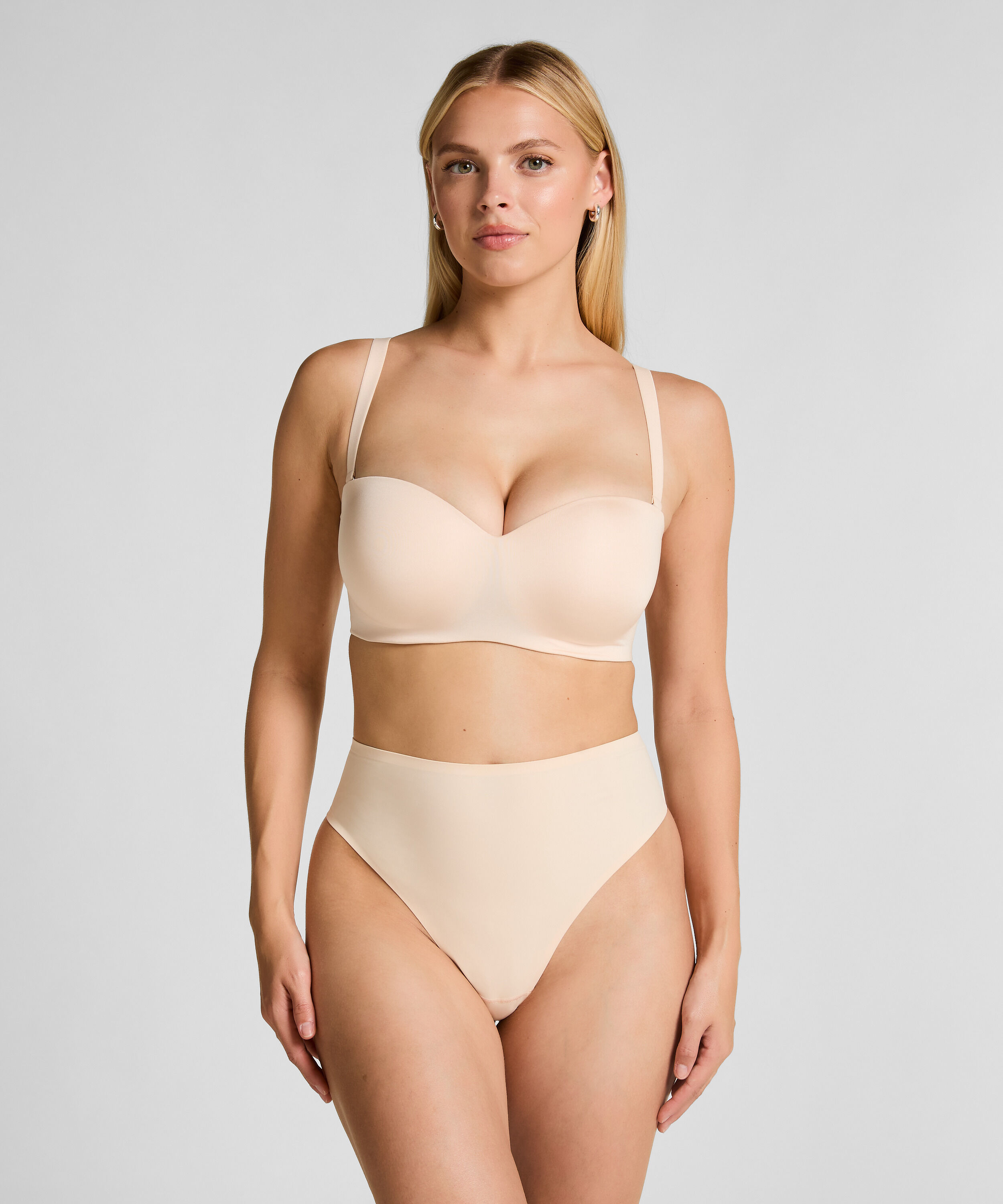 High Waisted Highleg Thong Smooth, Beige