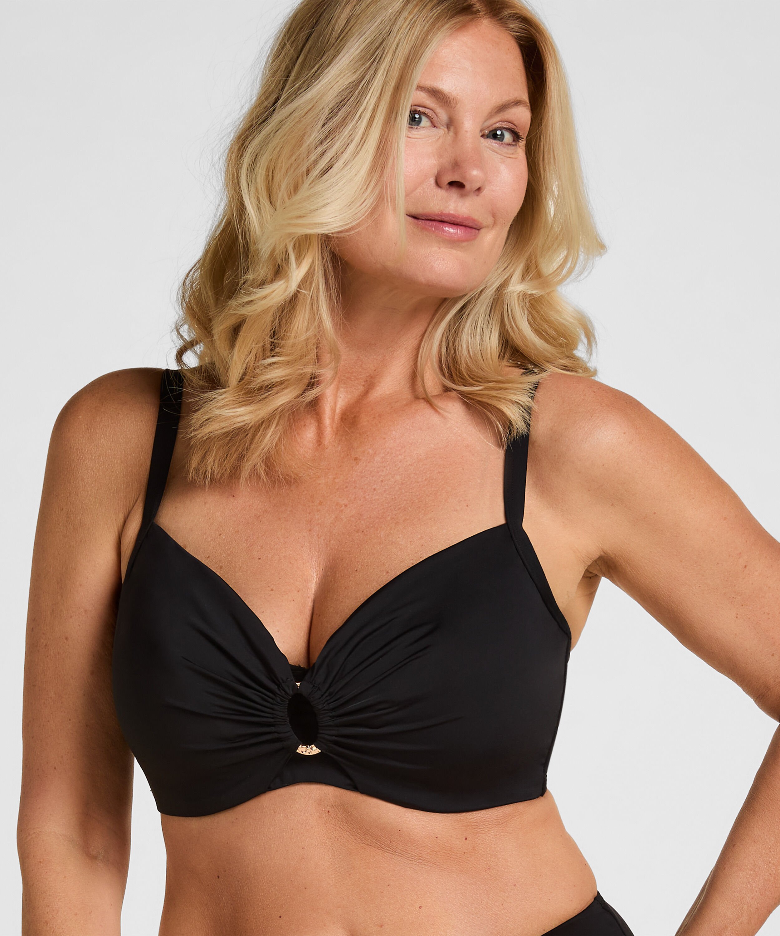 Bügel-Bikini-Oberteil Ohne Polsterung Luxe, Schwarz