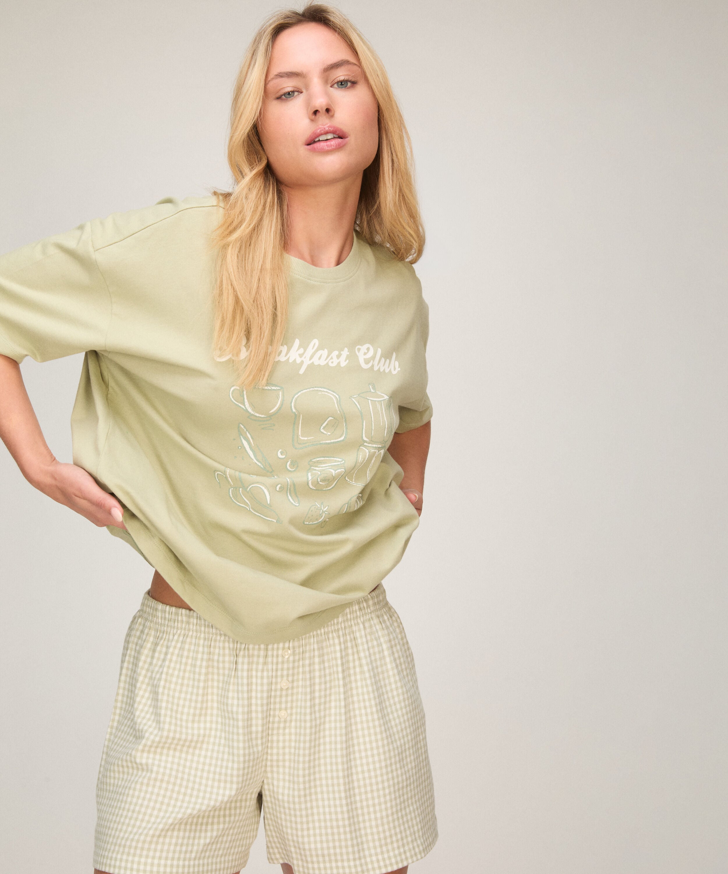 Pyjama-Set mit Shorts und T-Shirt, Grün