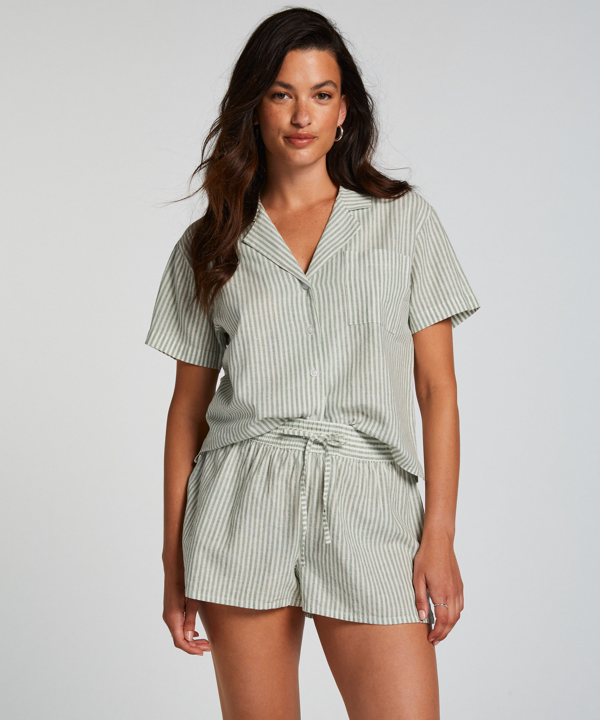 Pyjama Shorts Leinen, Grün