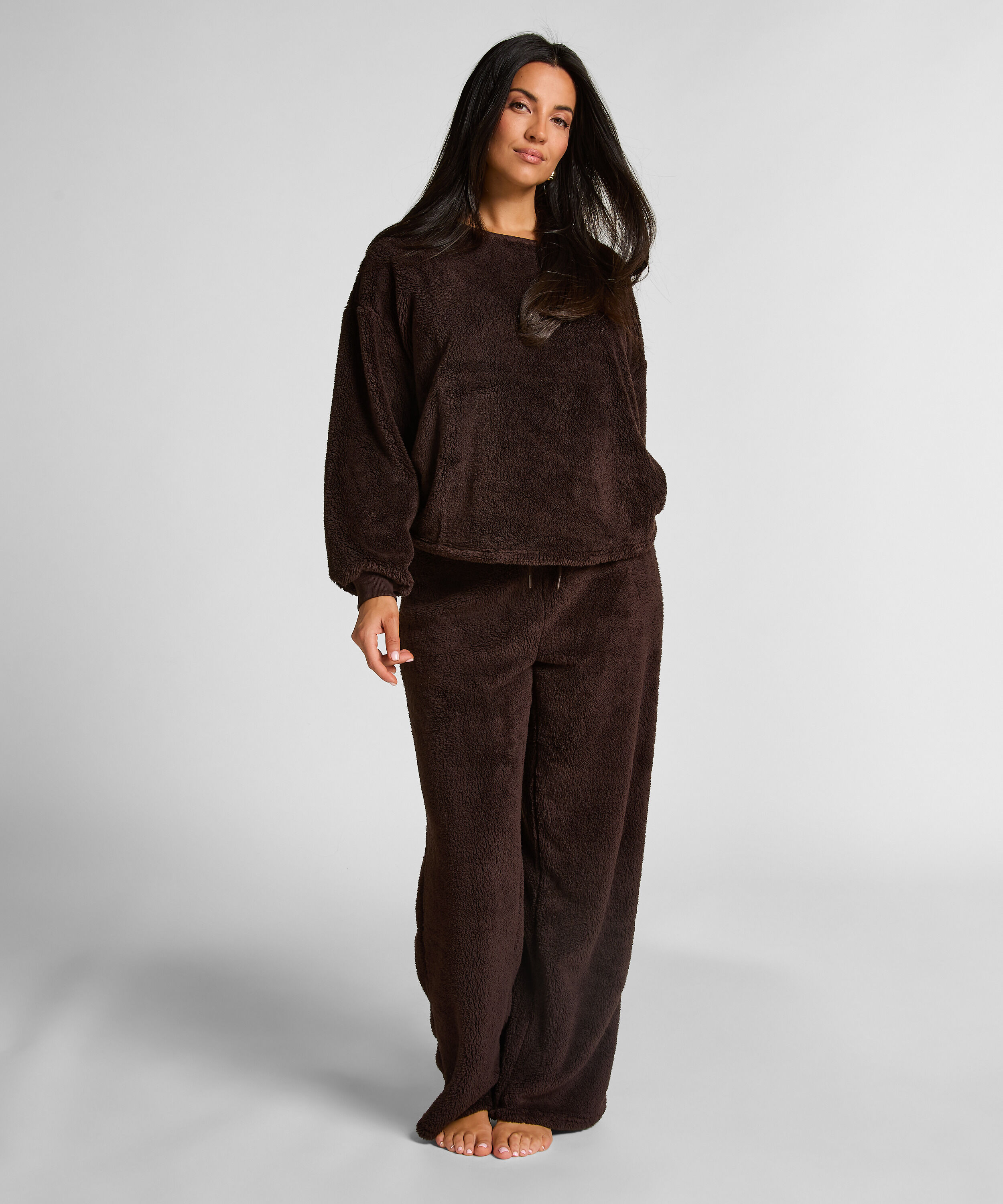 Langärmeliges Fluffy-Fleece-Top