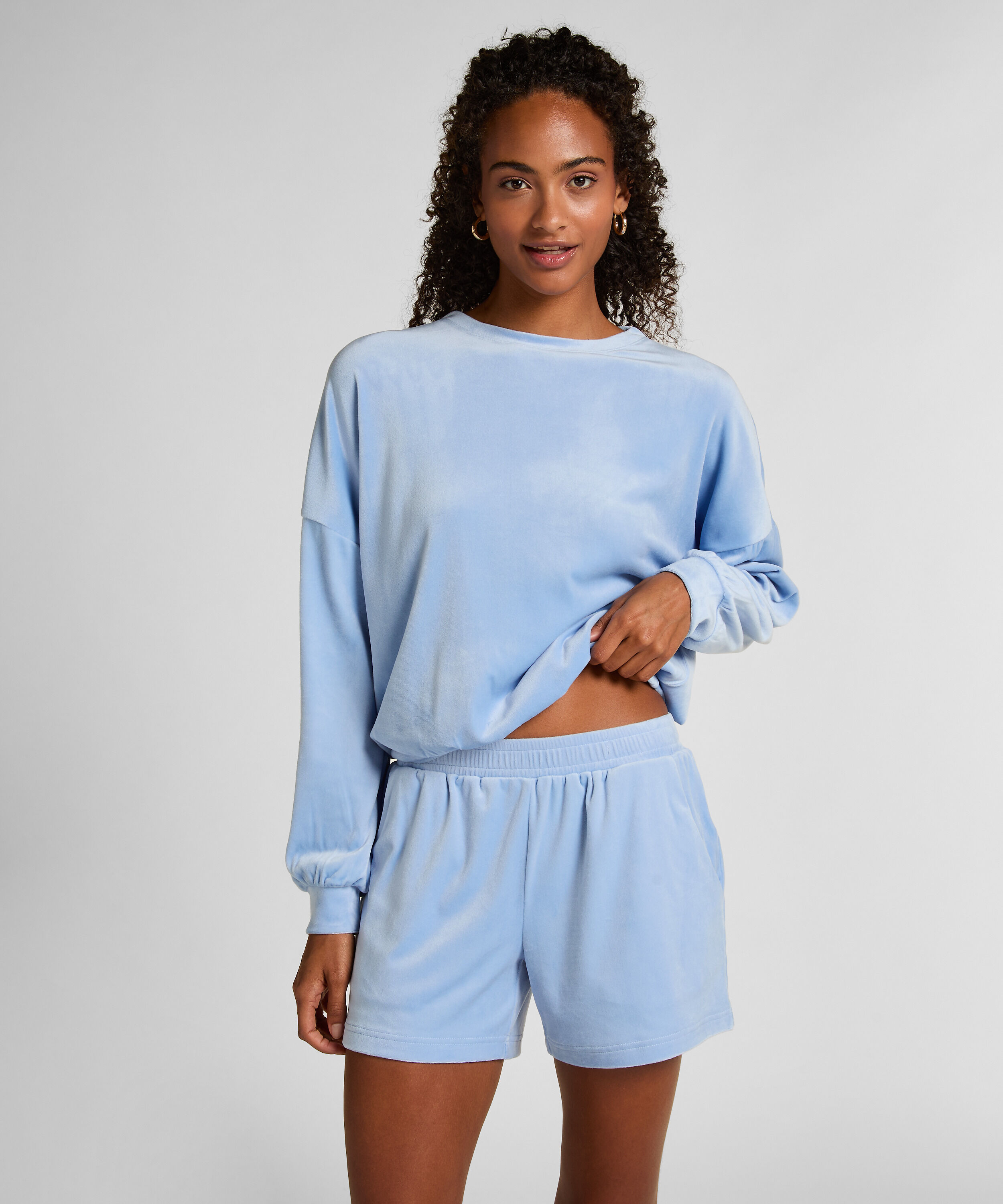 Shorts Velours Pocket, Blau