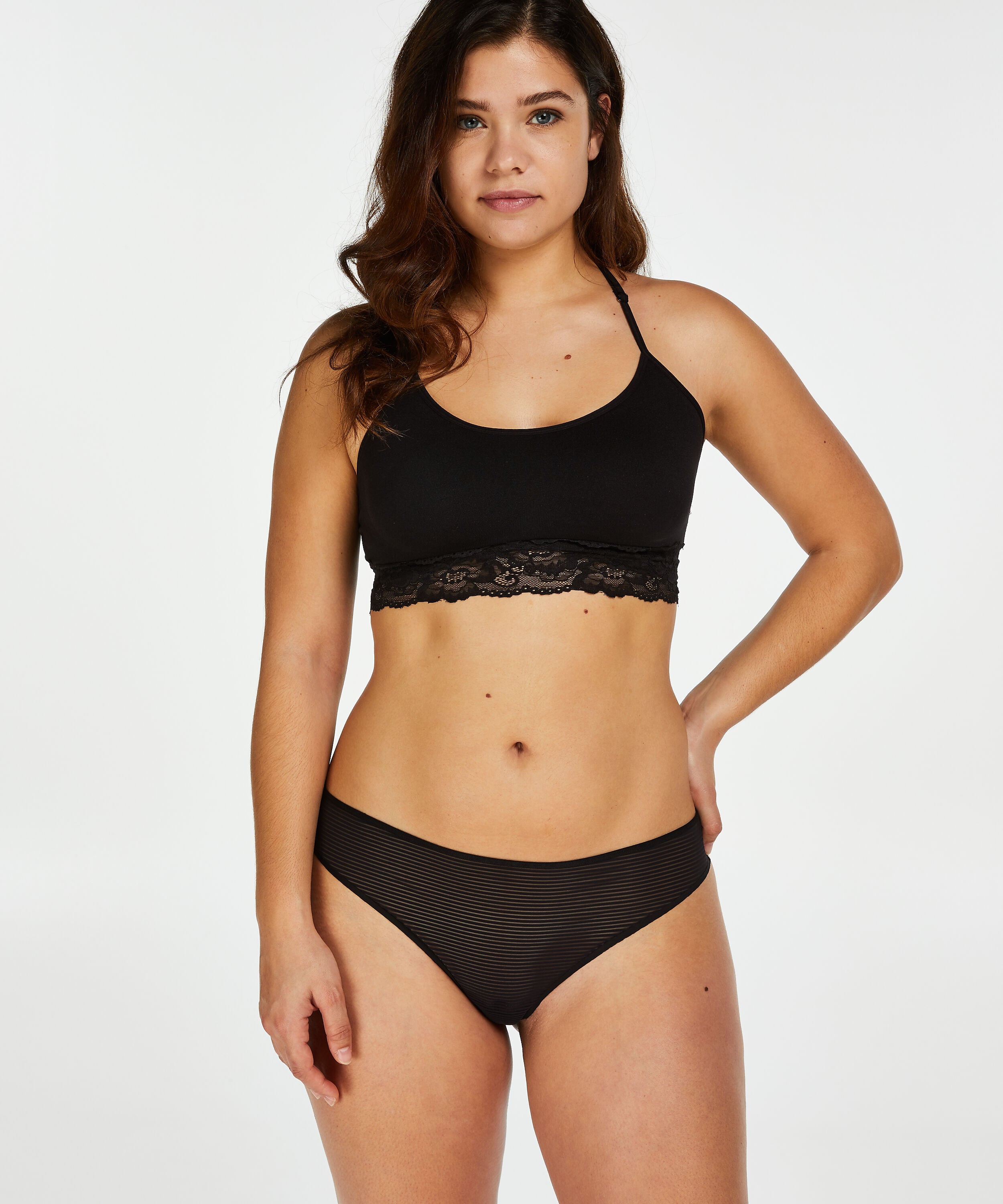 Invisible String Stripe Mesh, Schwarz