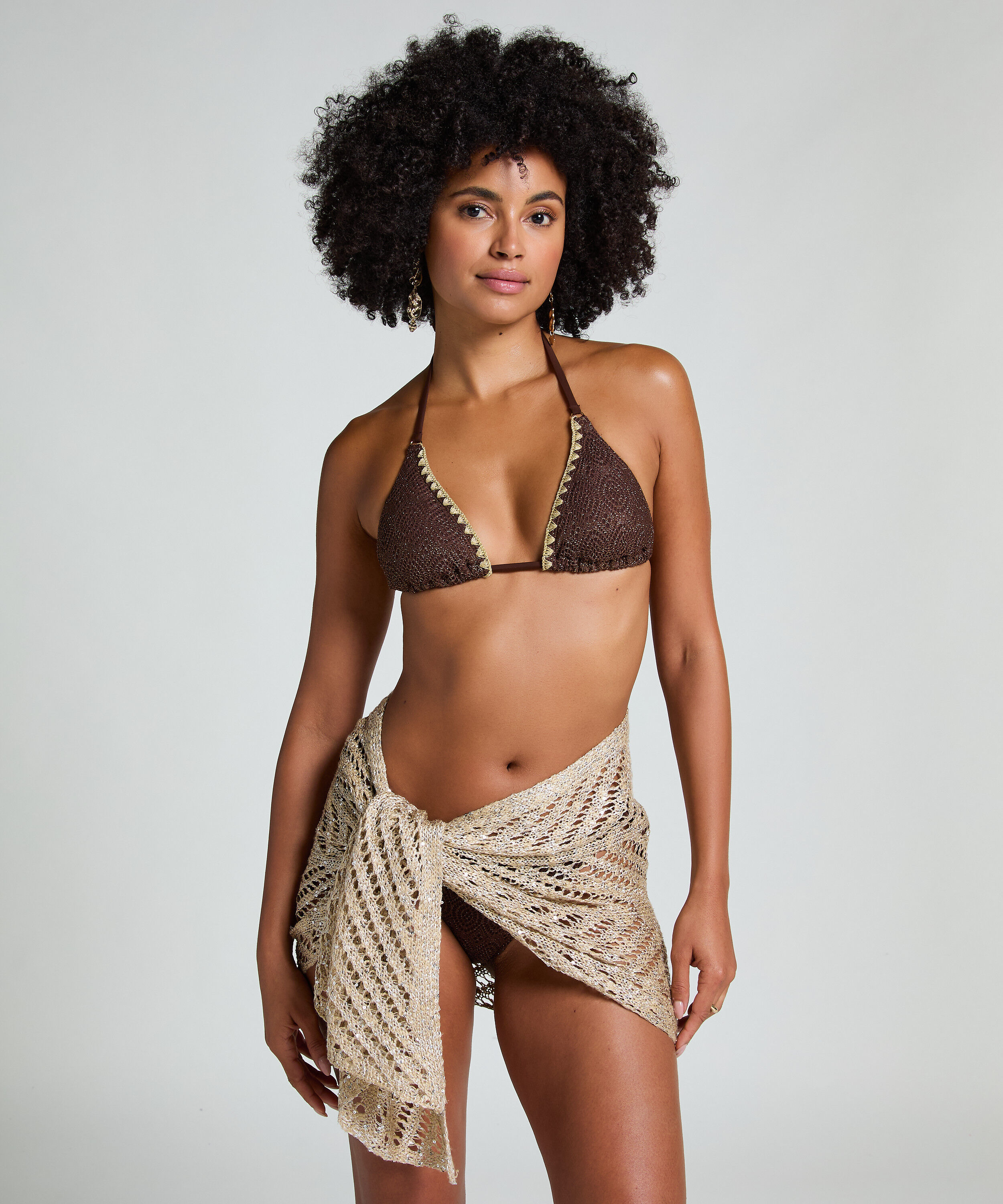 Pailletten-Pareo für den Strand, Beige Pailletten-Pareo für den Strand, Beige