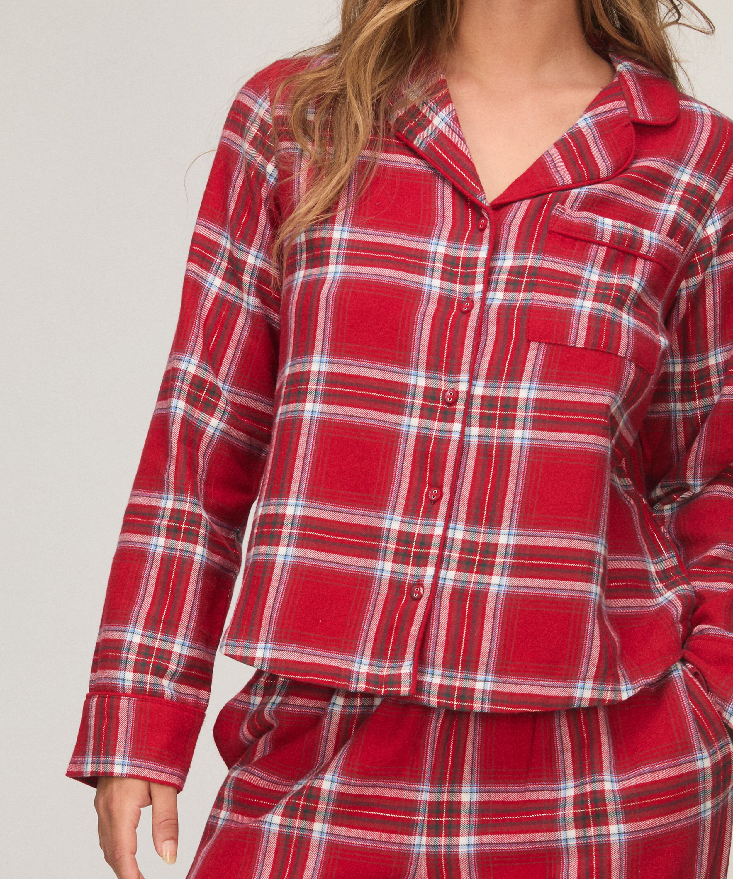 Pyjamatop aus Flanell, Rot
