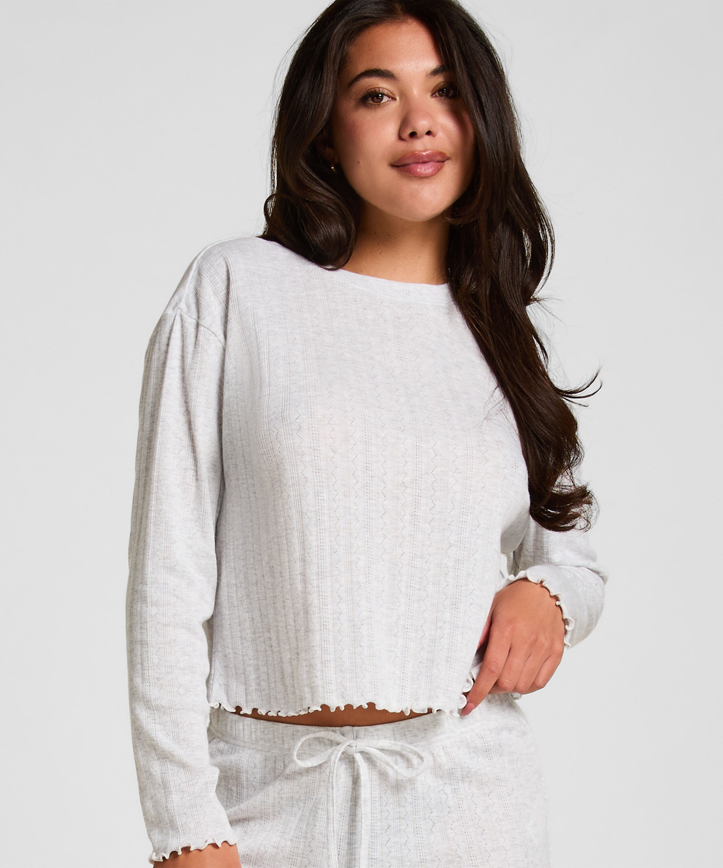 Pyjama Top Pointelle, Beige