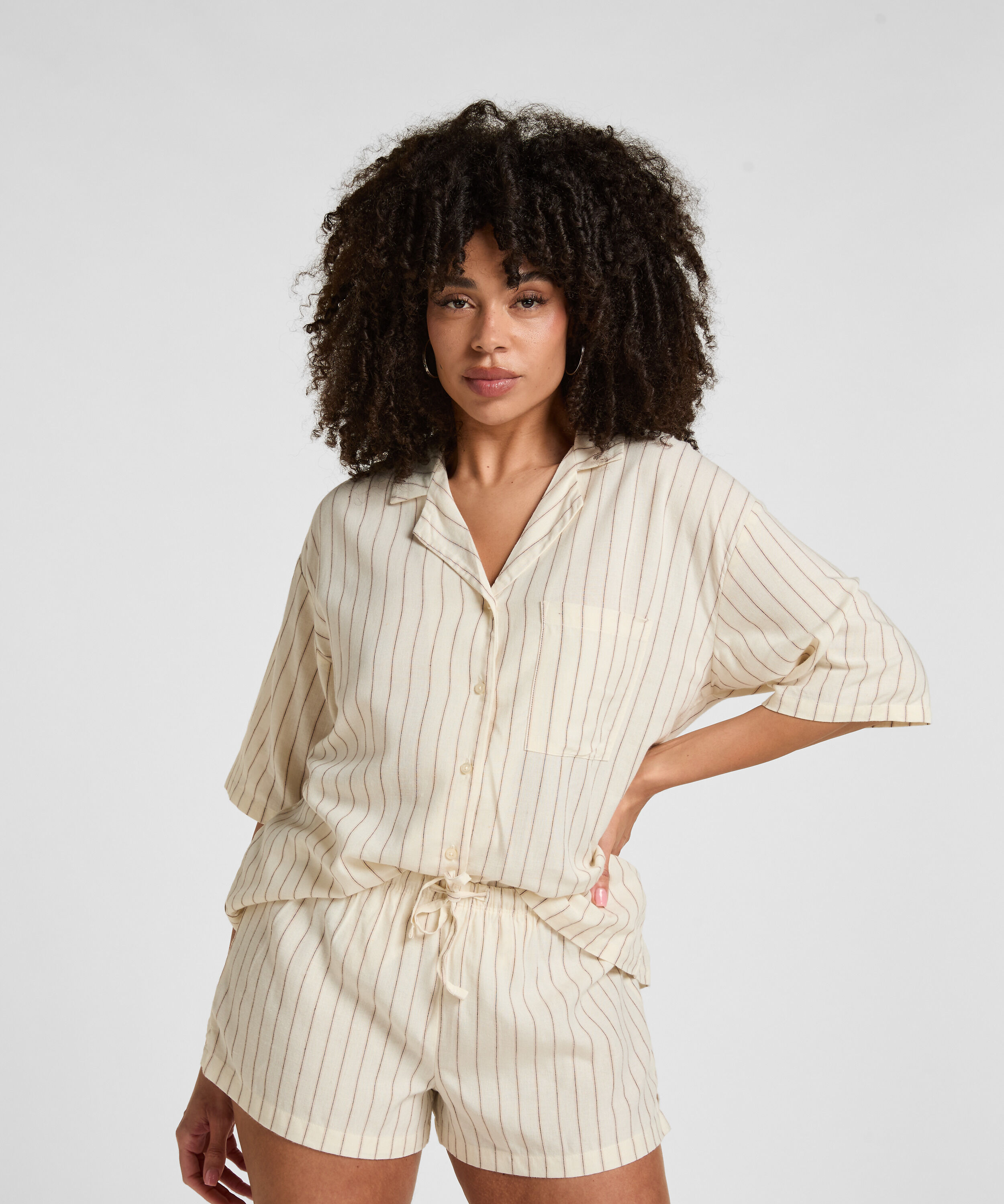 Leinen-Shorts, Beige