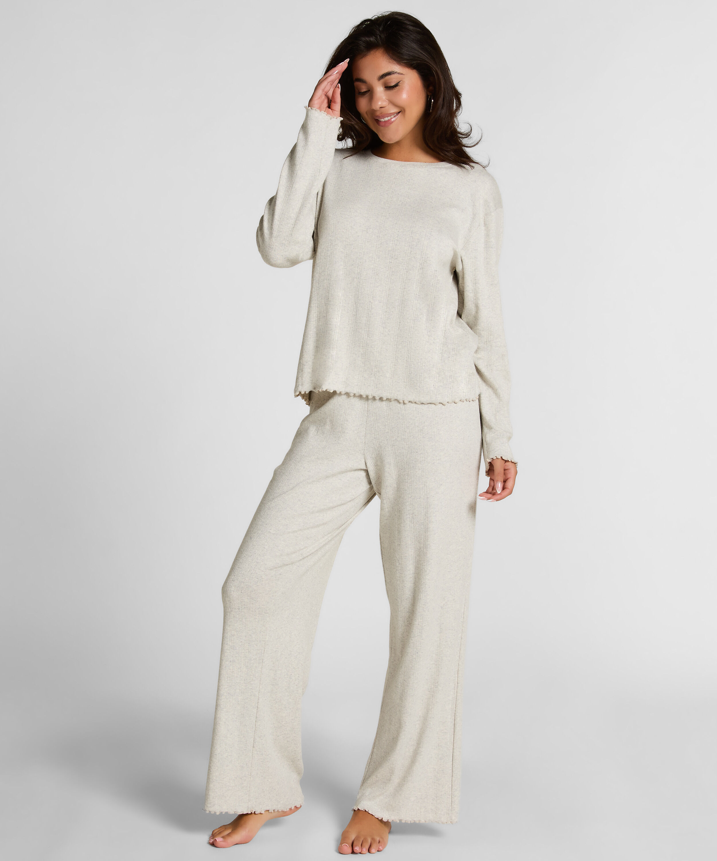 Pyjama Hose Loose Pointelle, Grau