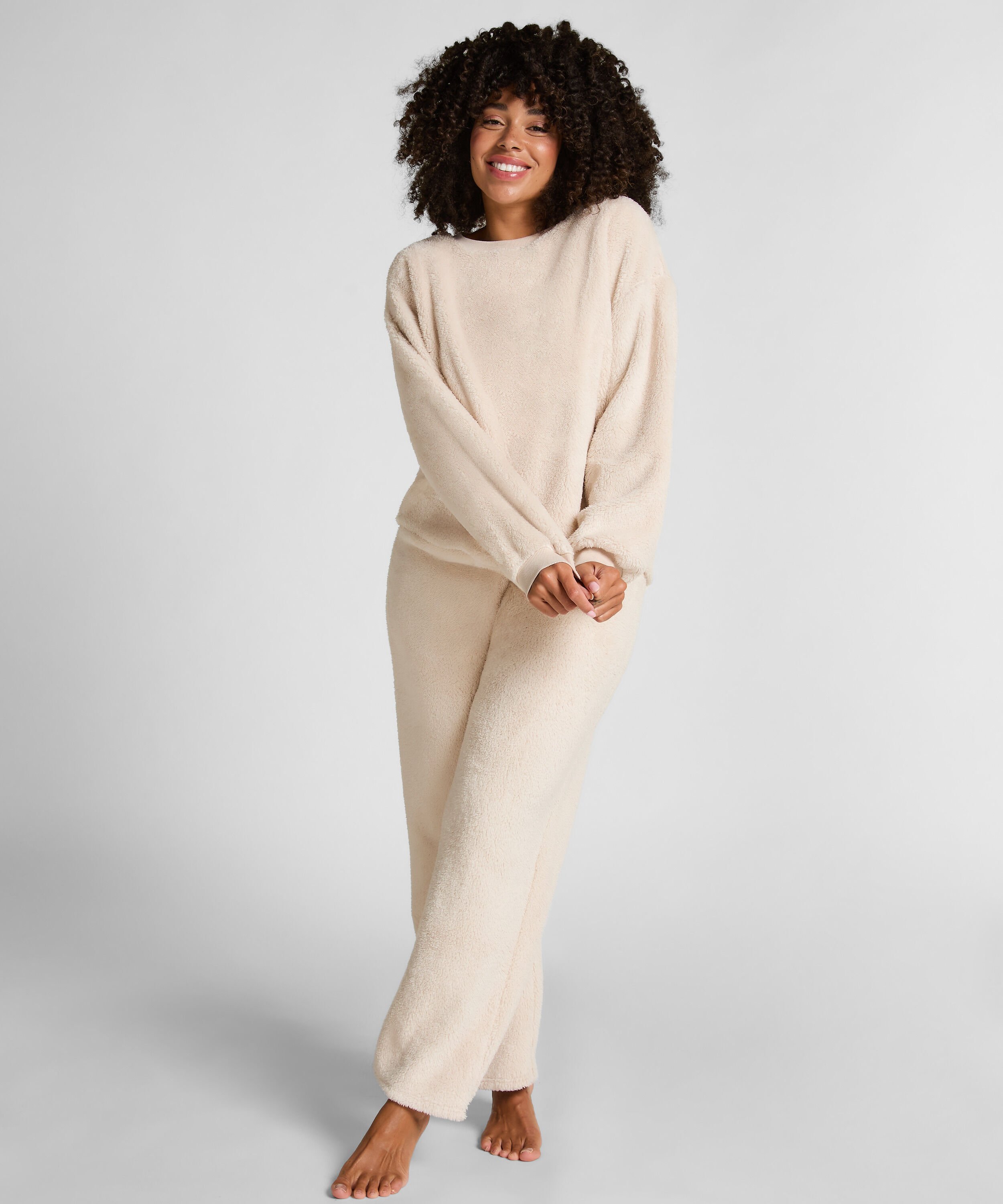 Langärmeliges Fluffy-Fleece-Top