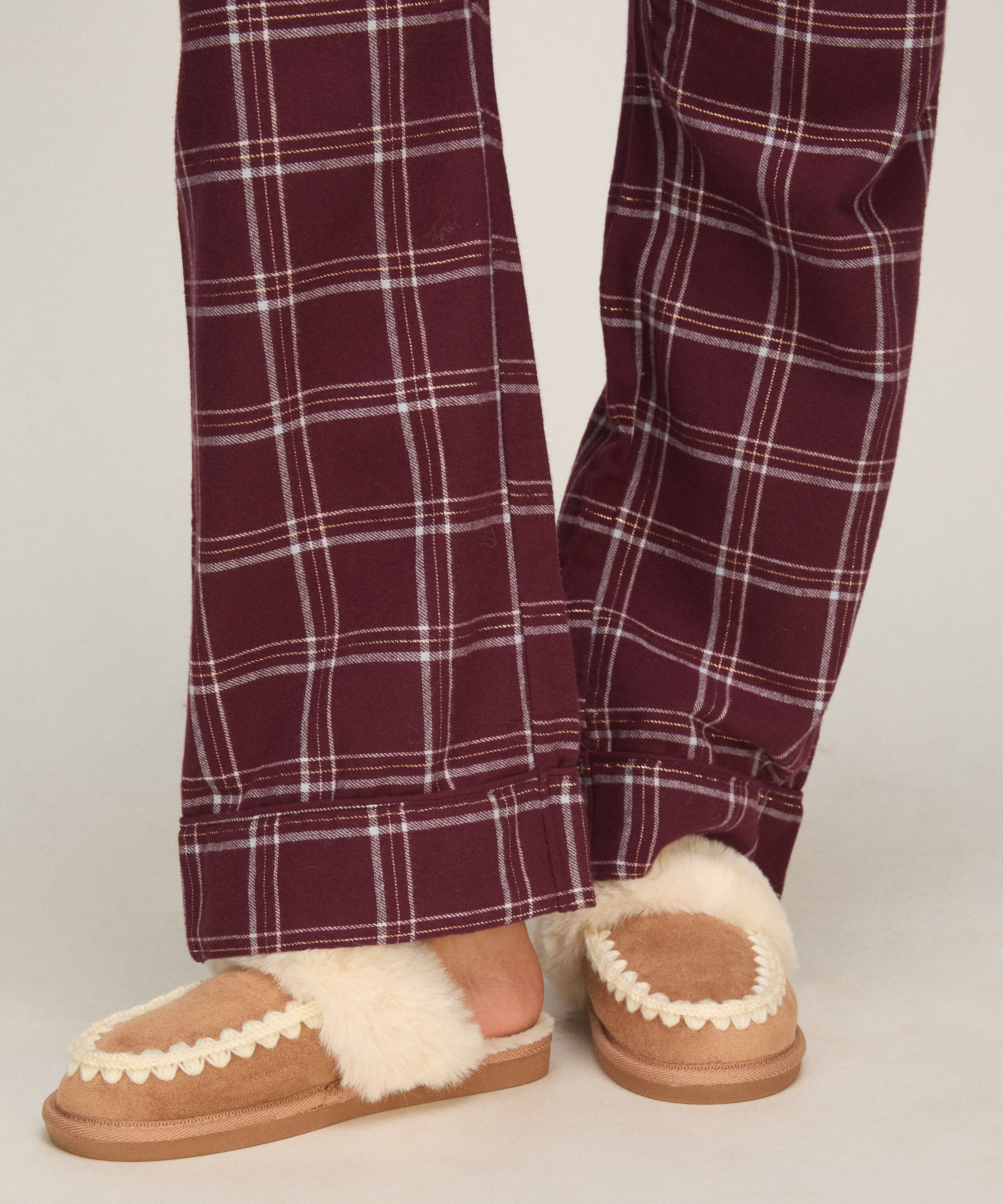 Hausschuhe Faux Suede Stitching, Braun