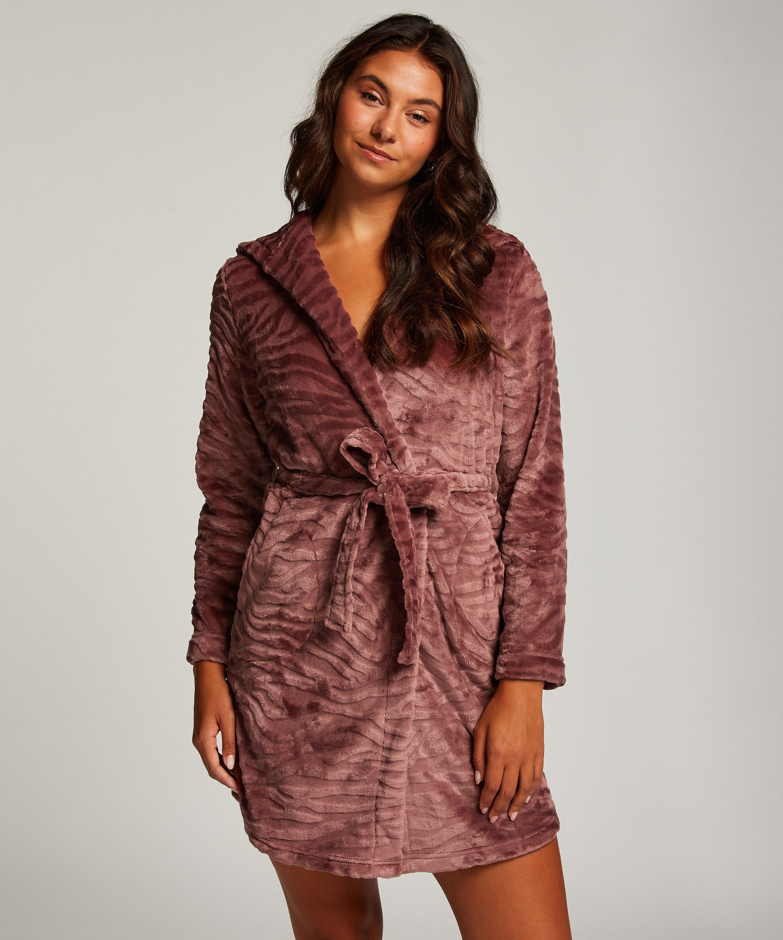 Kurzer Bademantel Fleece Rip, Lila