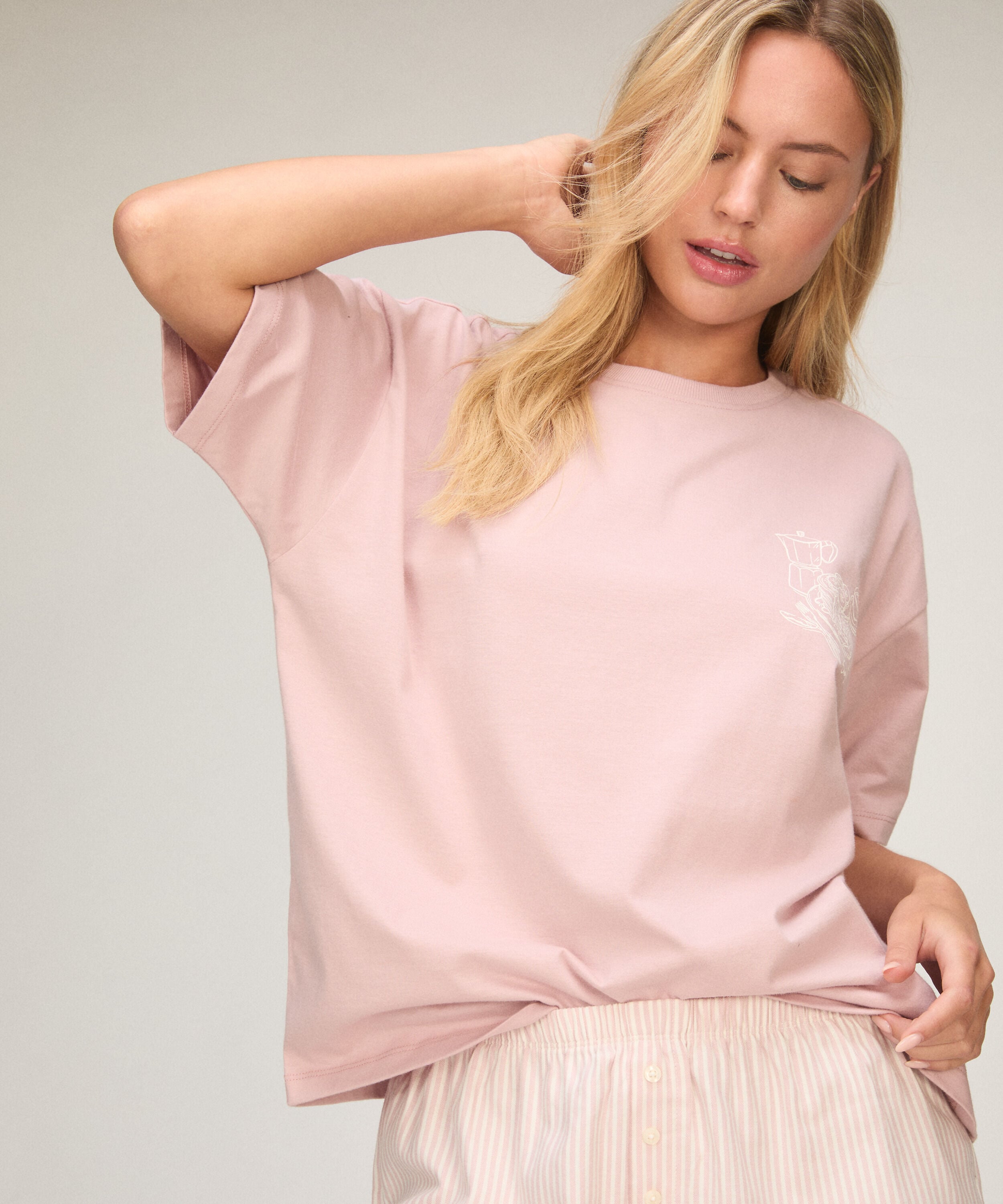 Pyjama-Set mit Shorts und T-Shirt, Rose Pyjama-Set mit Shorts und T-Shirt, Rose