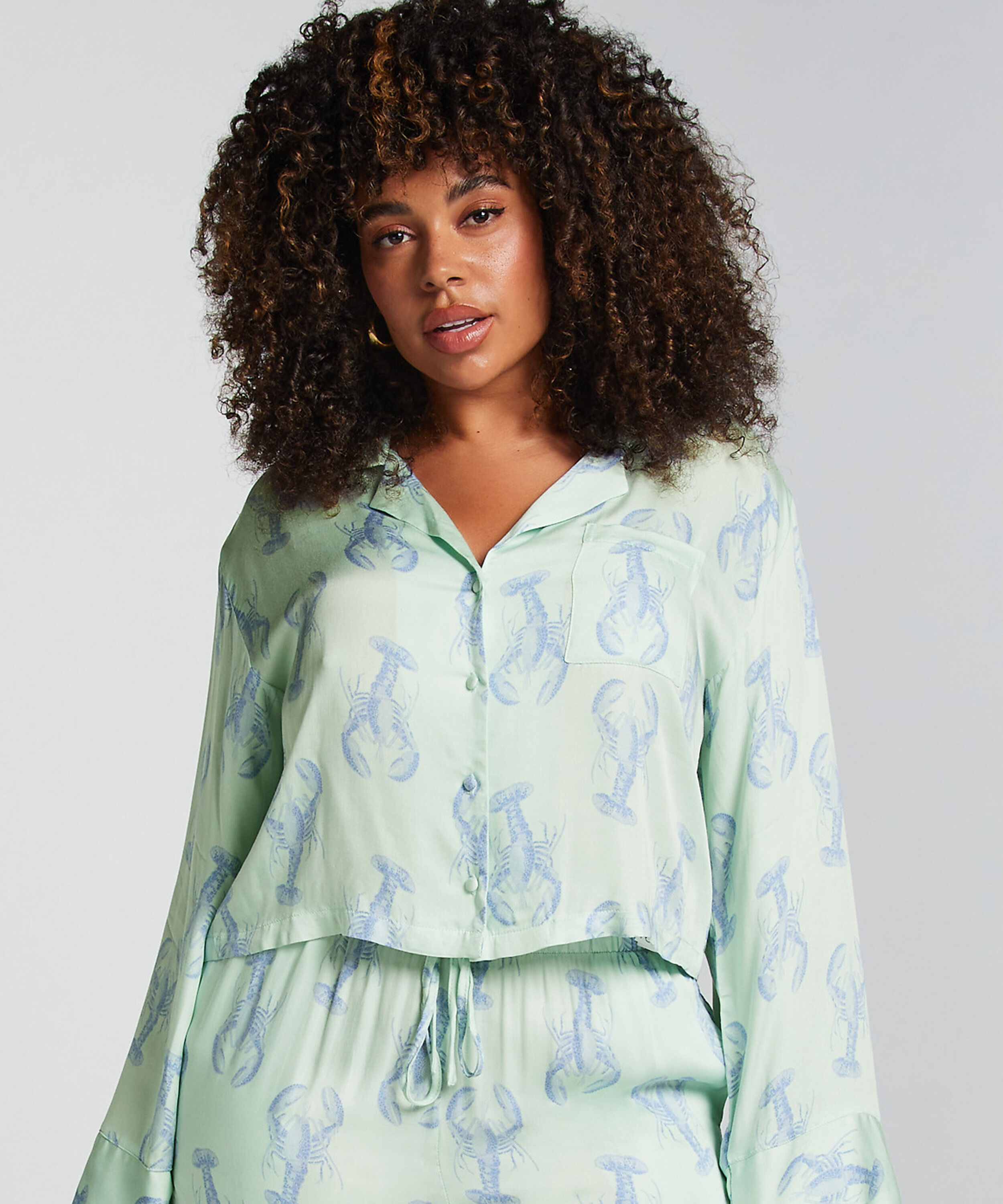Langarmjacke Satin, Grün