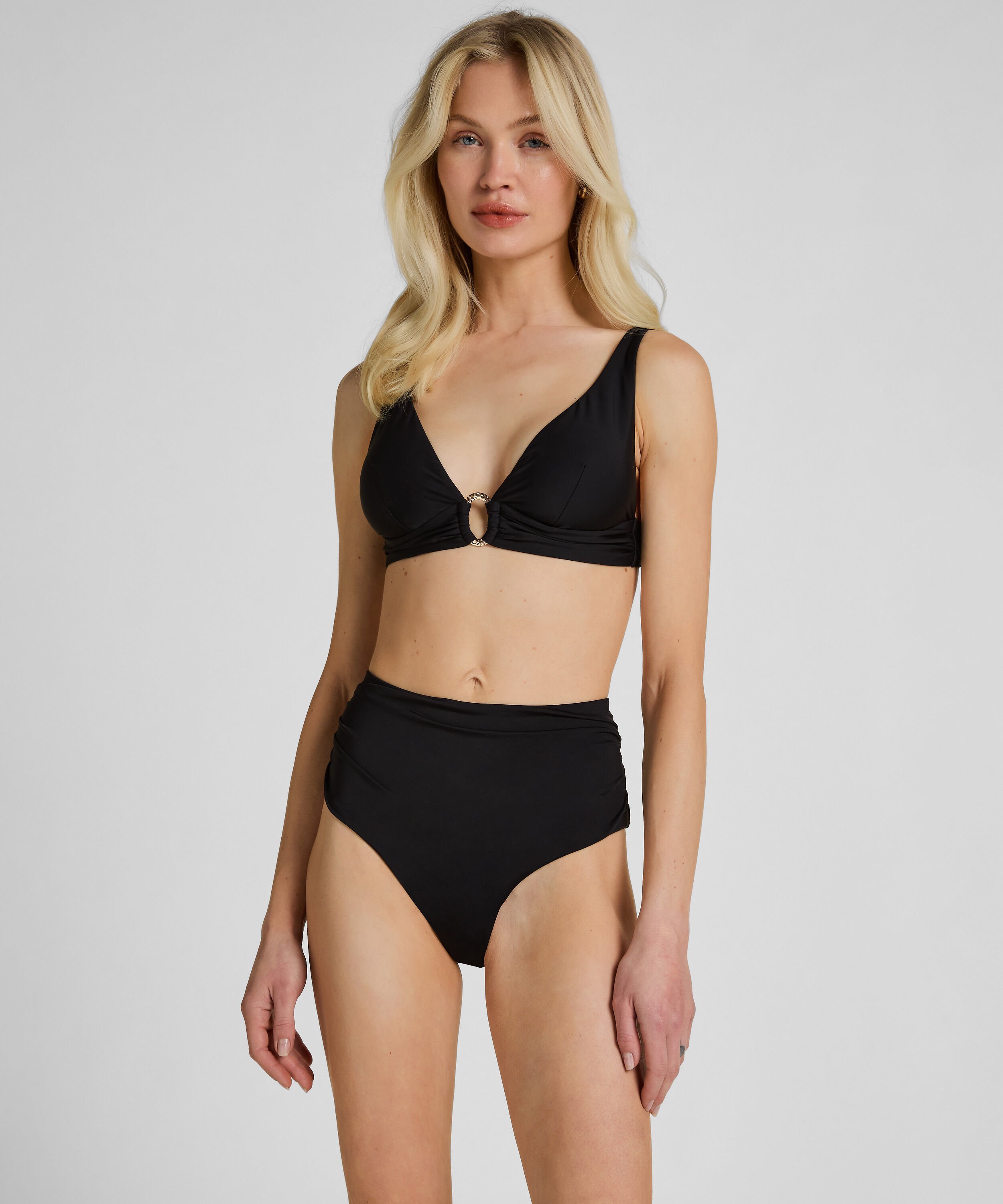 High-Waisted Formende Bikinihose Luxe, Schwarz