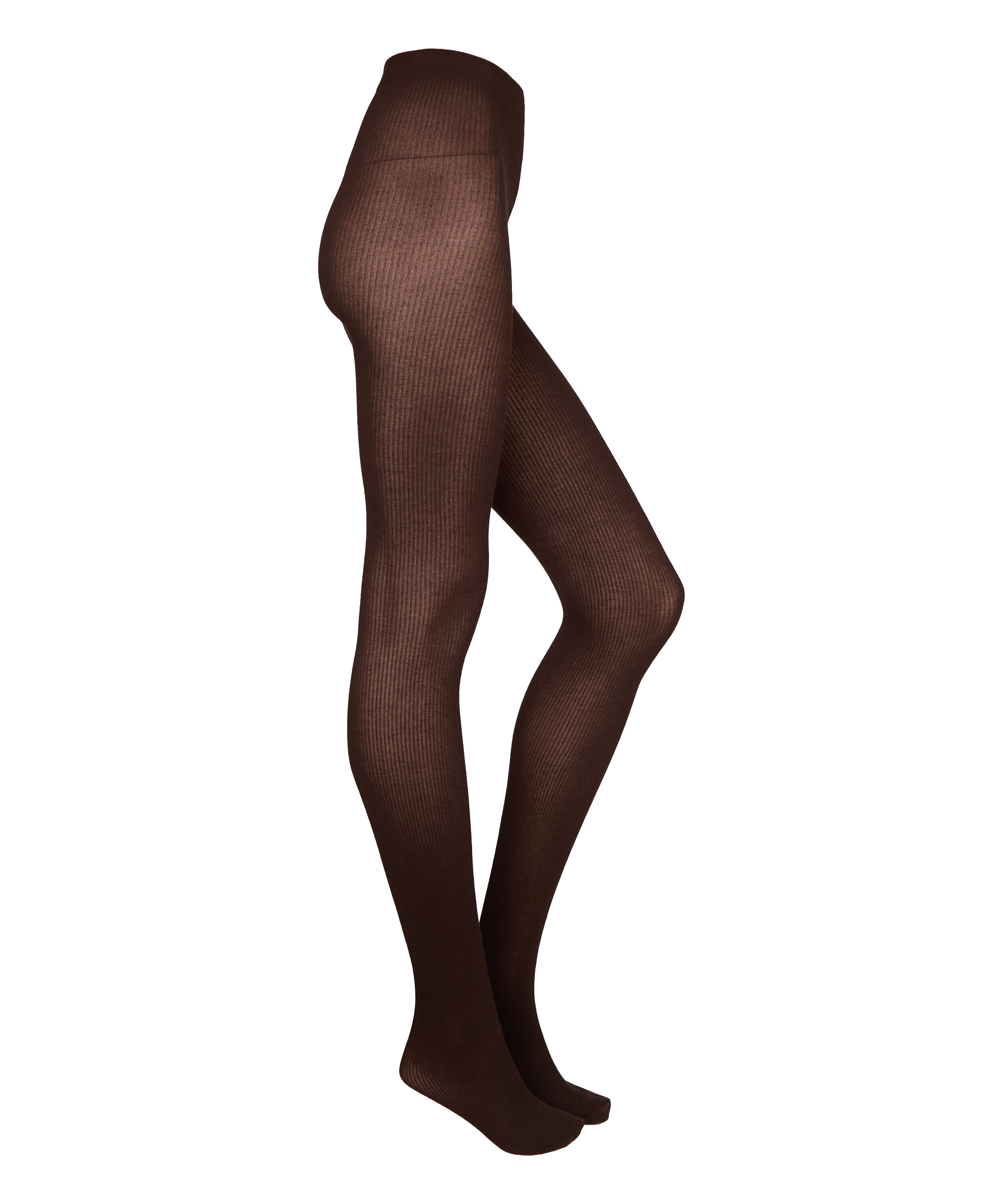 Gerippte Strickstrumpfhose Kaschmir-Mix, Braun