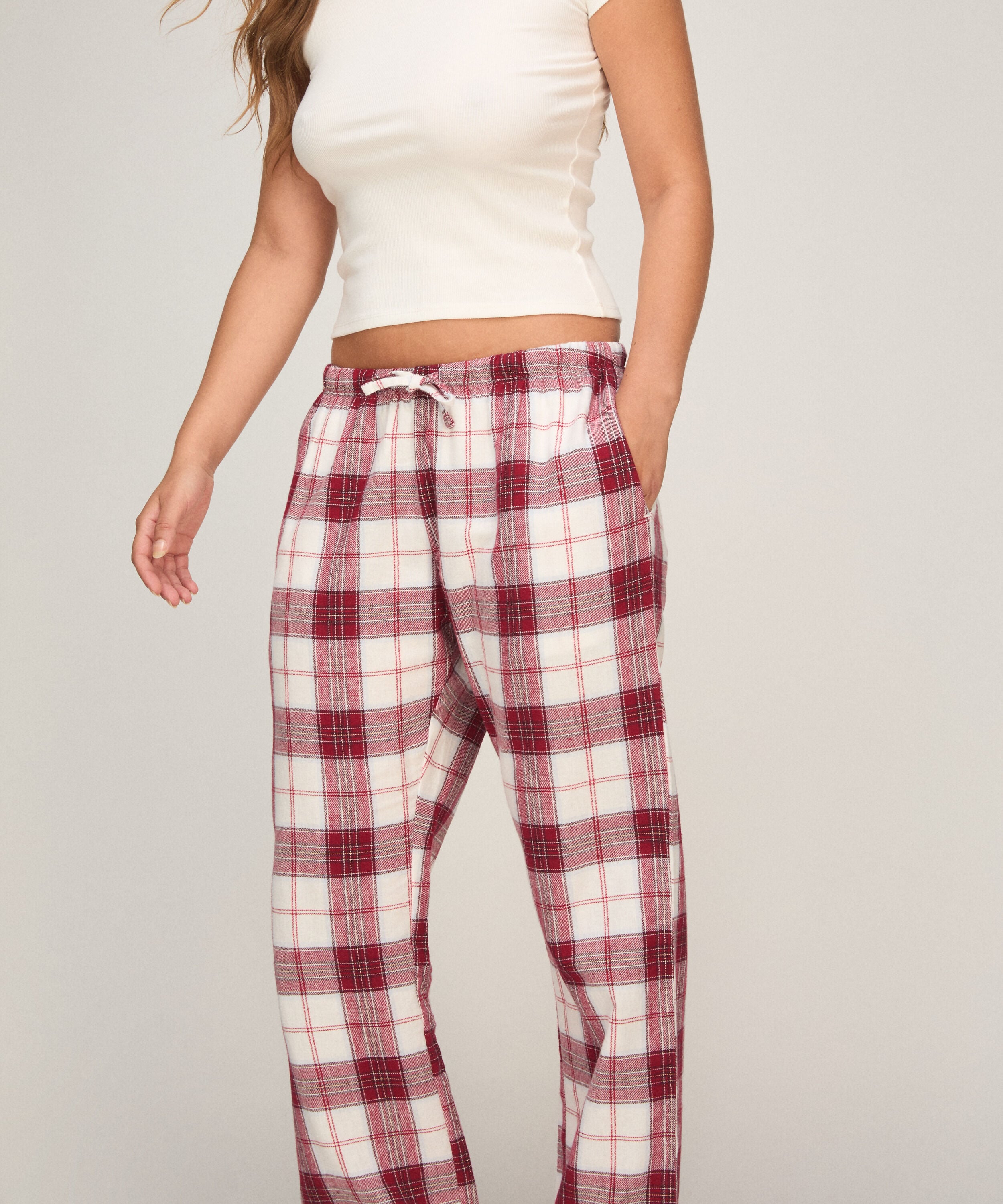Pyjamahose aus Flanell, Weiß Pyjamahose aus Flanell, Weiß