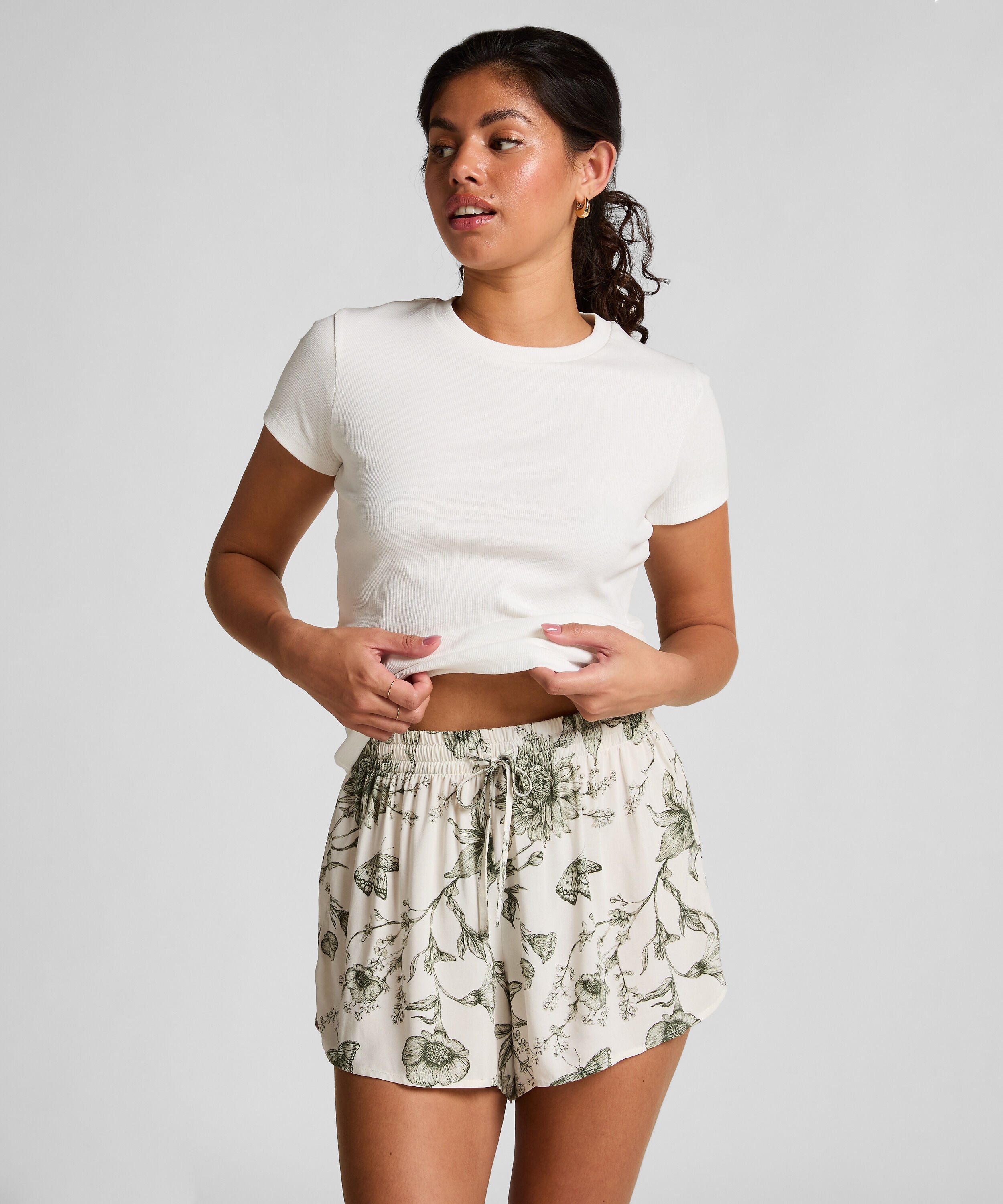 Pyjama-Shorts, Weiß