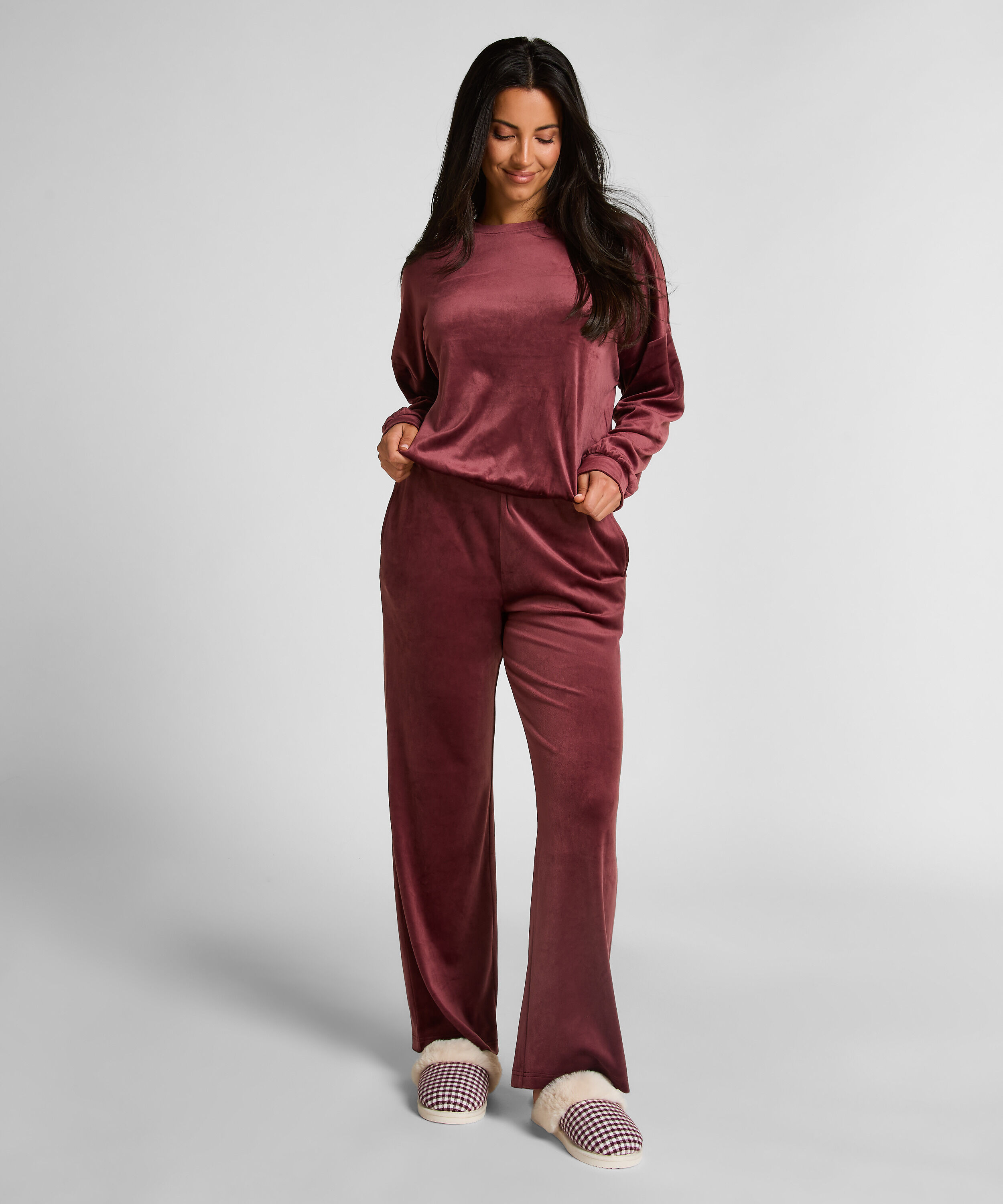 Pyjamahose aus Samt, Rot