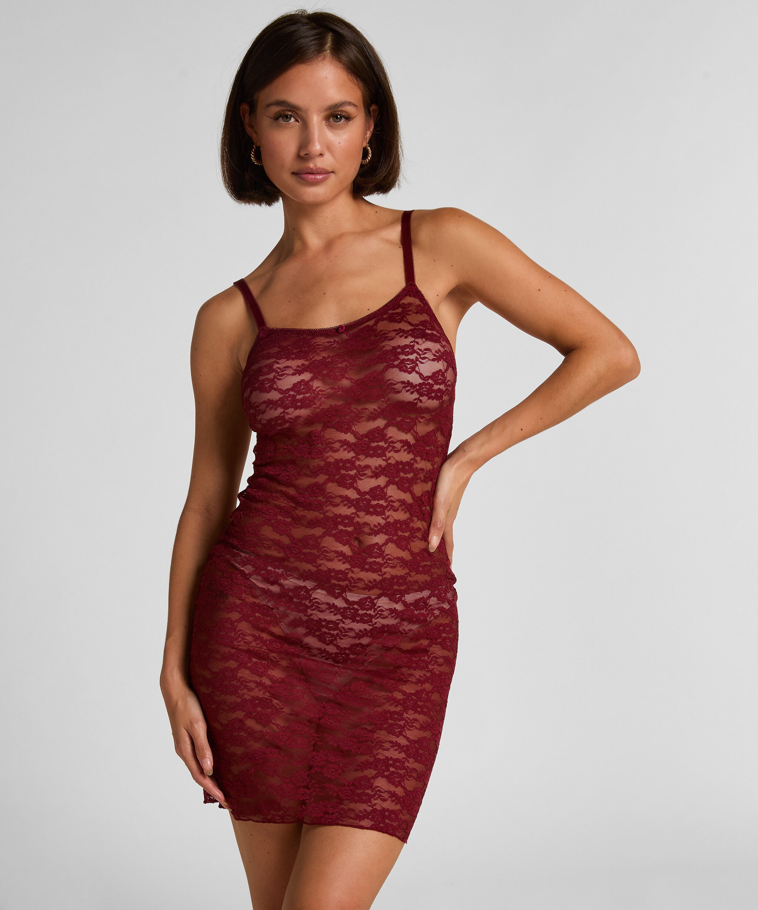 Slipdress aus Allover-Spitze, Rot