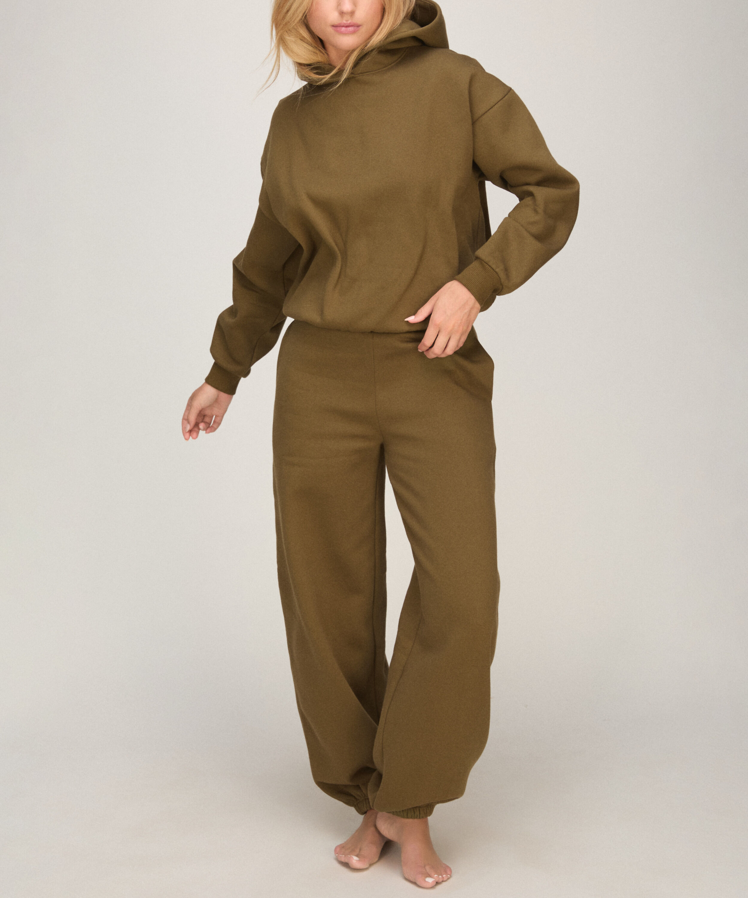 Jogginghose aus Angerautem Sweat, Grün