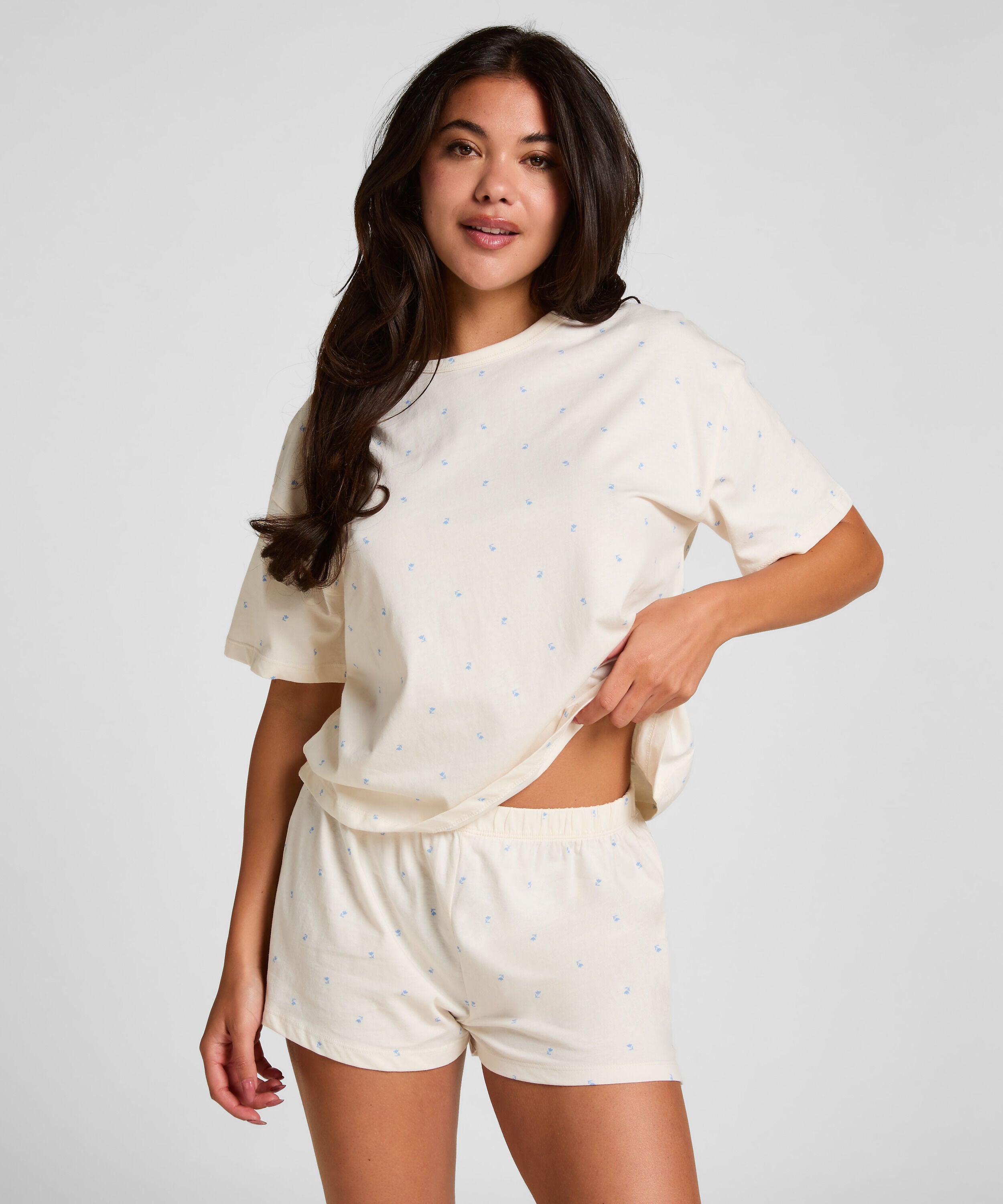 Pyjamaset Baumwoll, Weiß Pyjamaset Baumwoll, Weiß