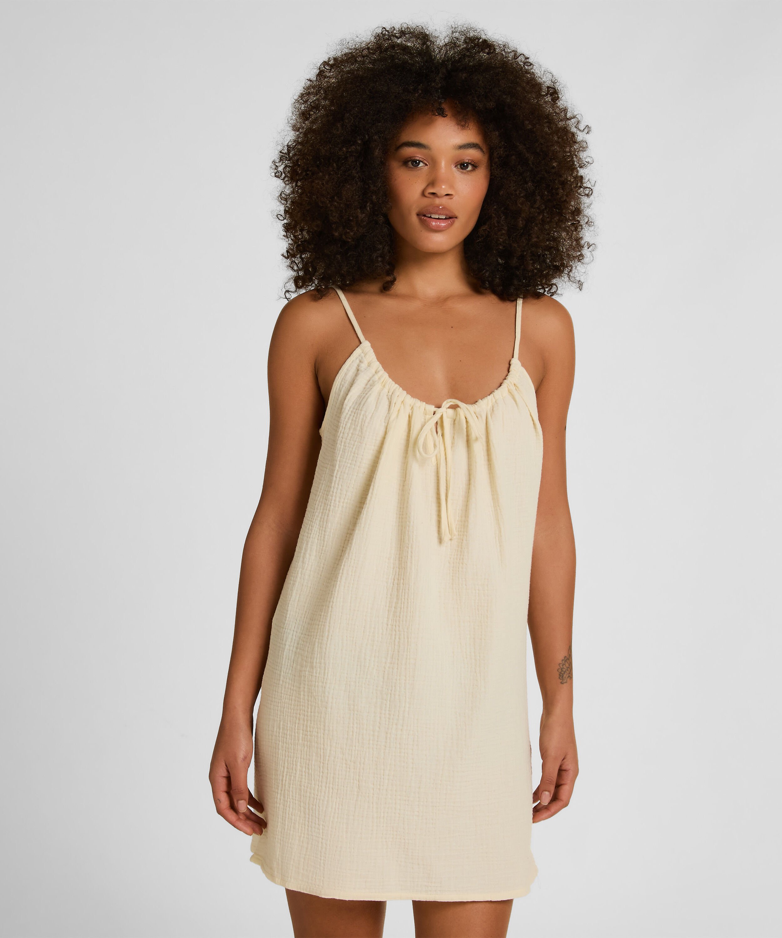 Musselin-Slipdress, Gelb