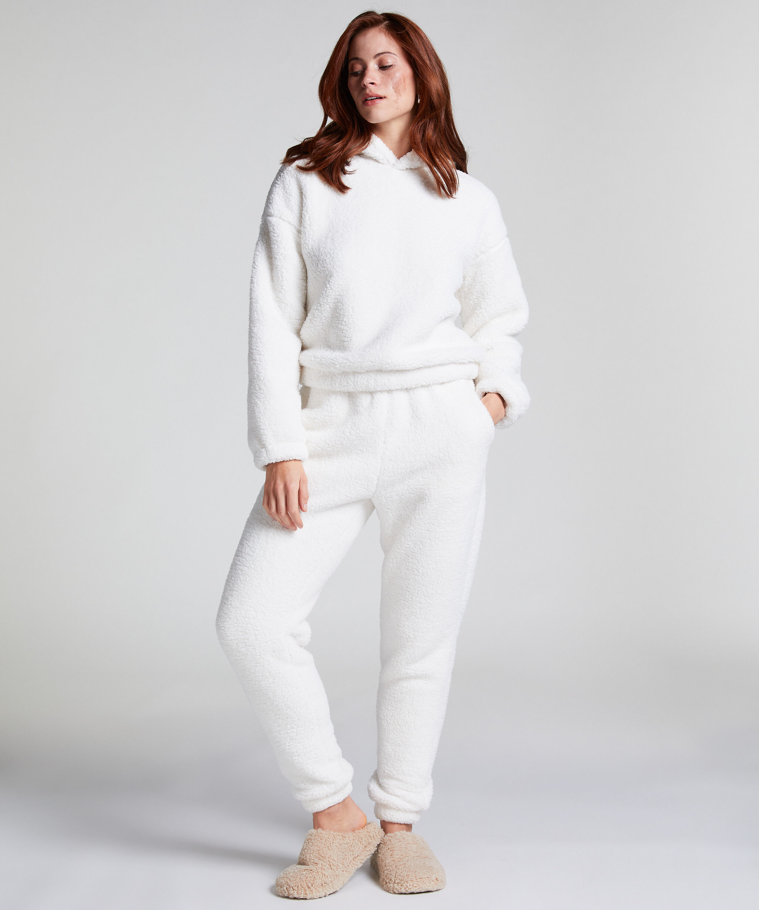 Jogginghose aus Fleece Snuggle, Weiß