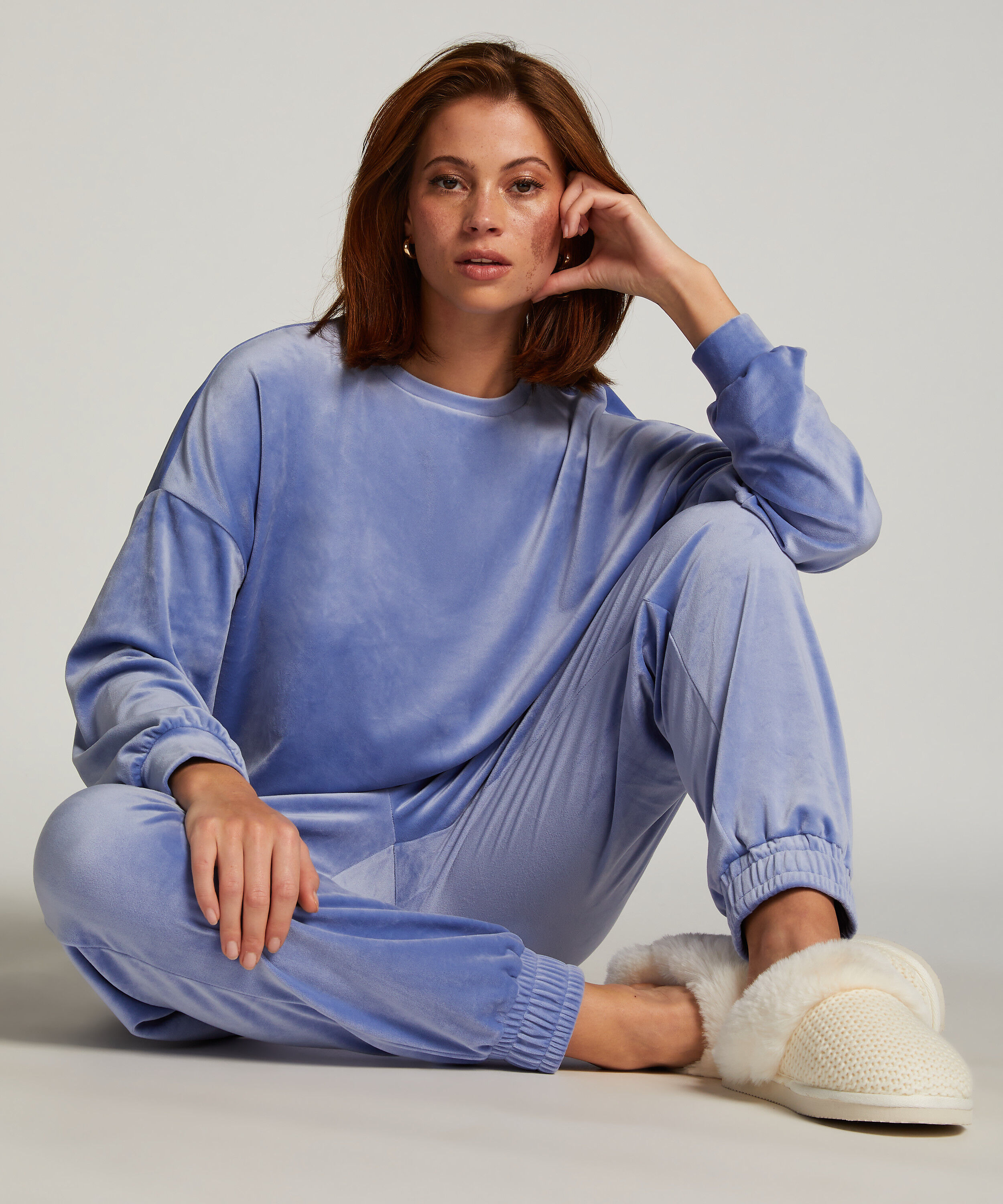 Velours Top, Blau Velours Top, Blau