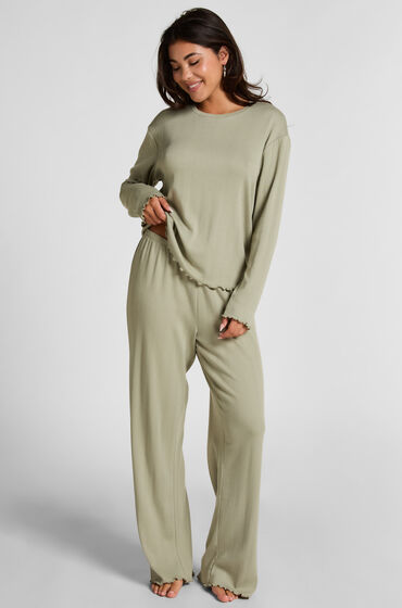 Hunkemöller Pyjama Hose Loose Pointelle Grün