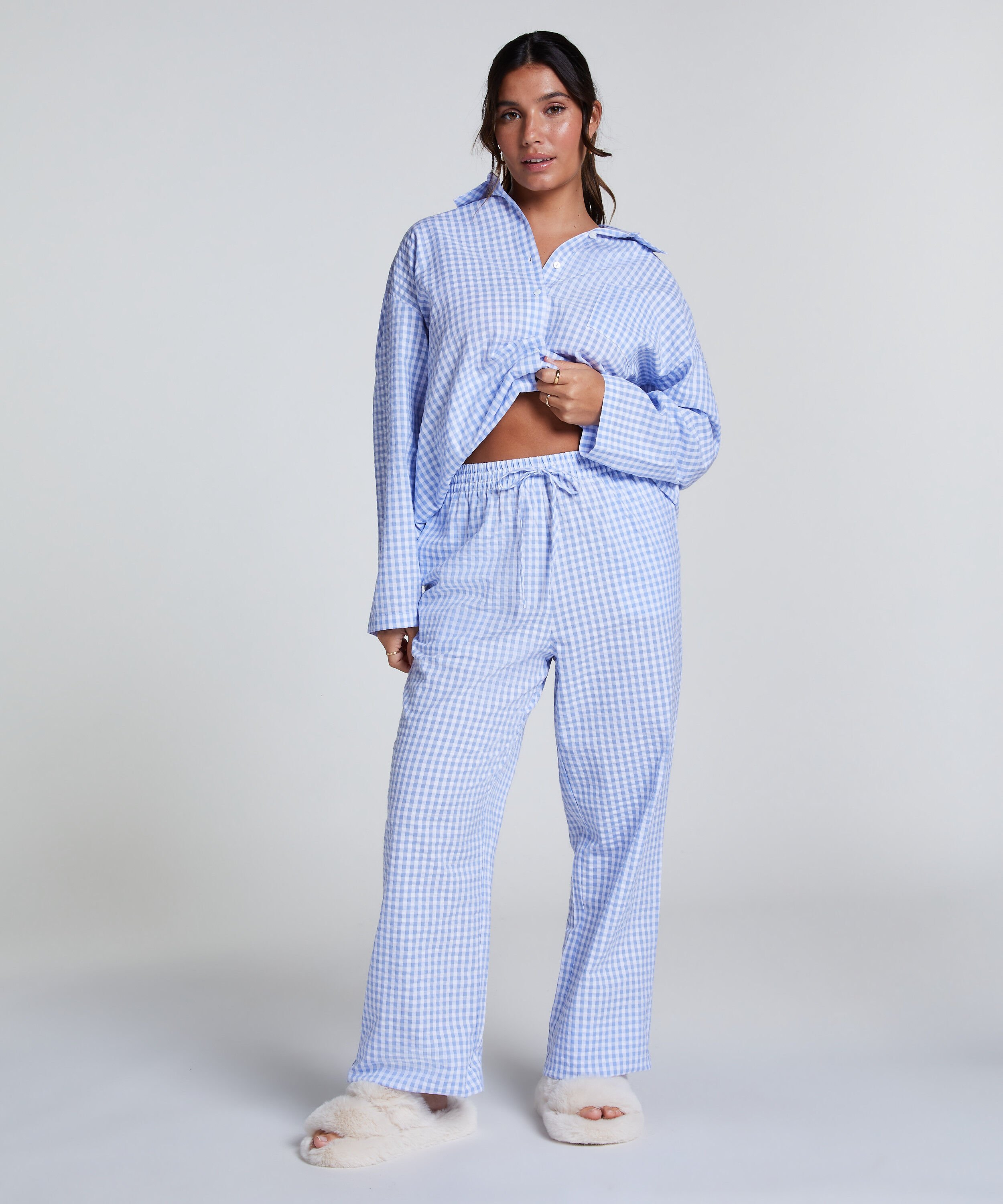 Pyjamahose Baumwolle, Blau Pyjamahose Baumwolle, Blau