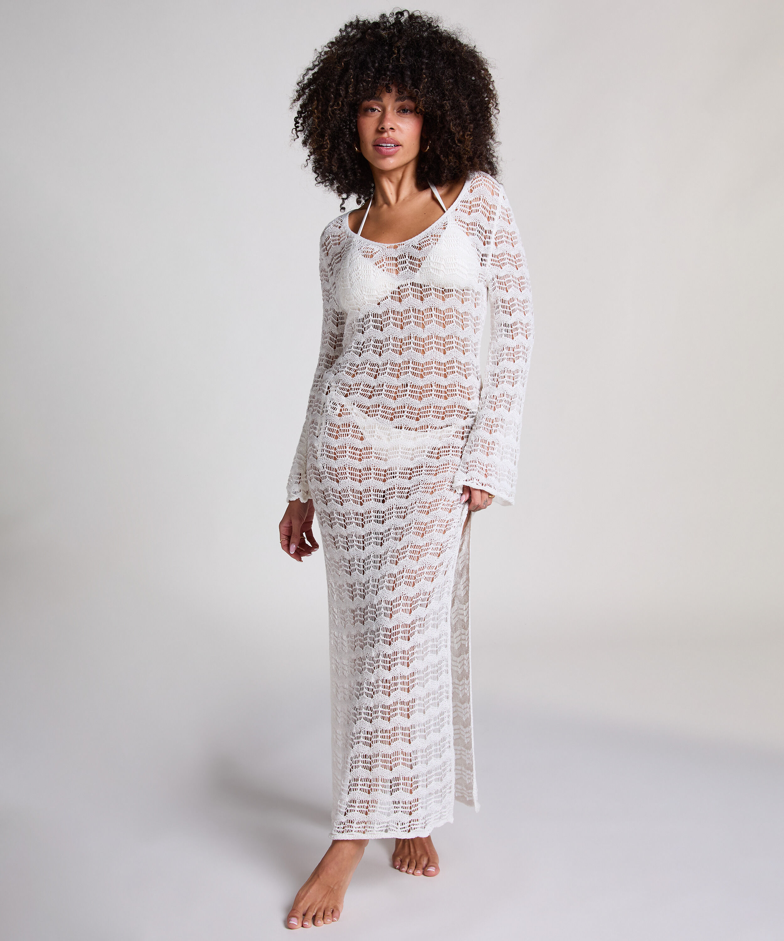 Crochet Maxikleid, Weiß Crochet Maxikleid, Weiß