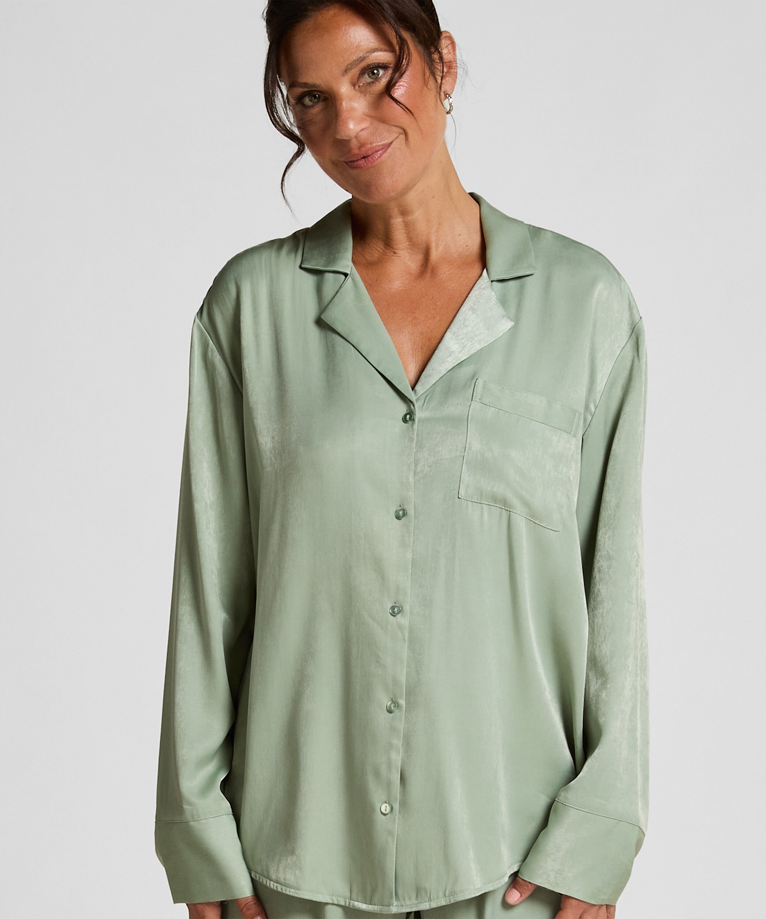 Langarmjacke Satin Ayla, Grün