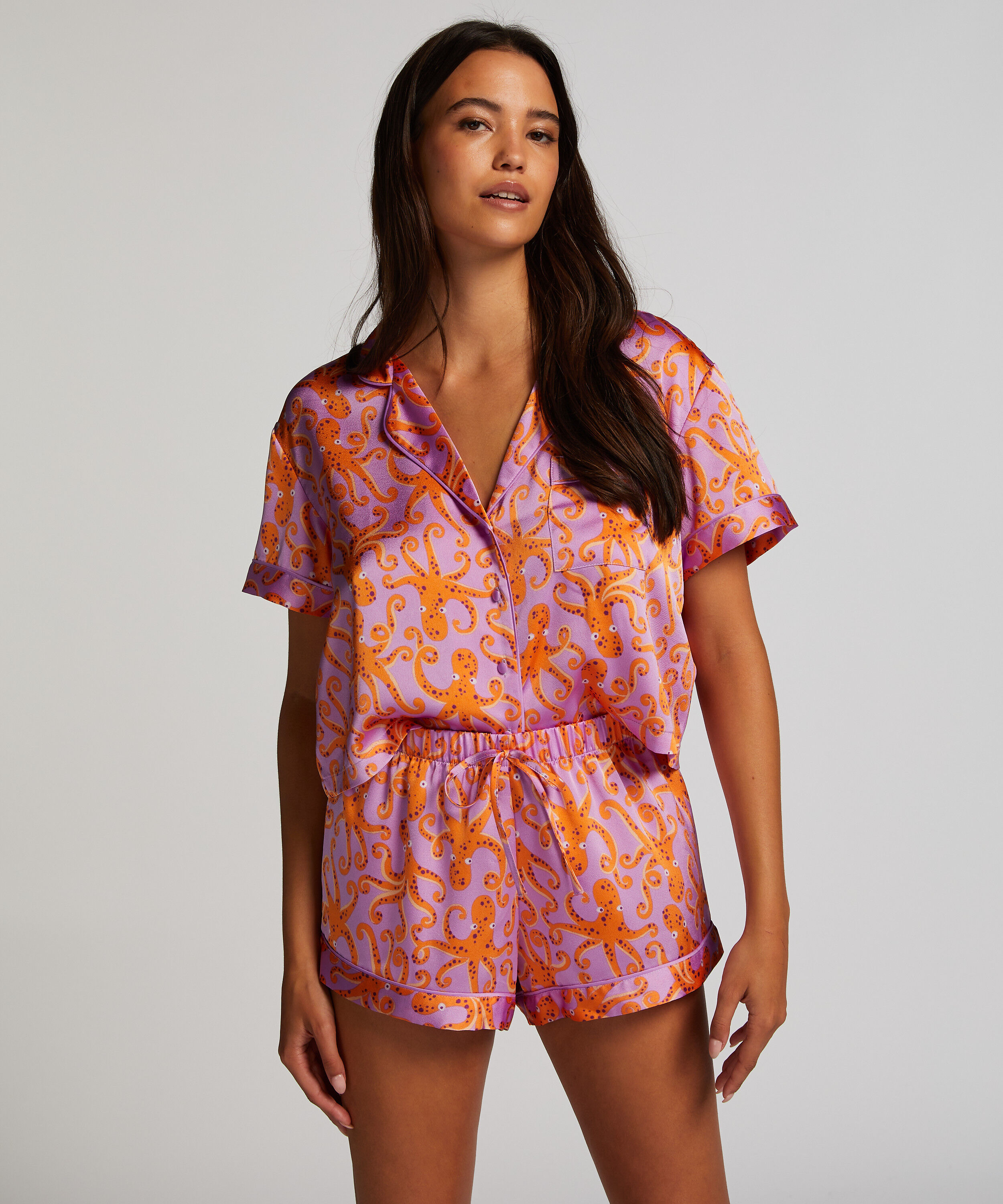 Pyjama-Shorts Satin, Lila Pyjama-Shorts Satin, Lila