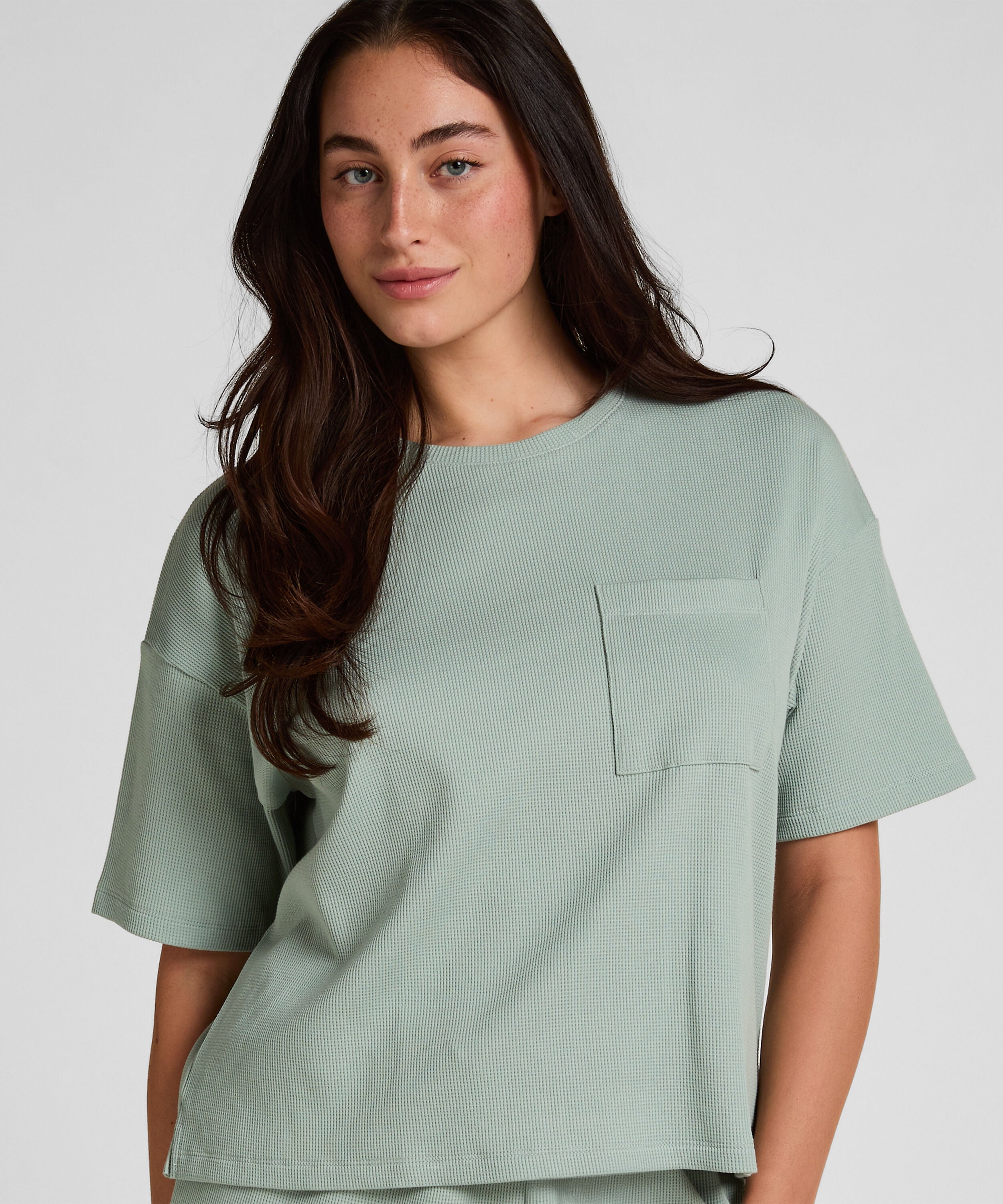 Pyjama Top Waffle, Grün Pyjama Top Waffle, Grün