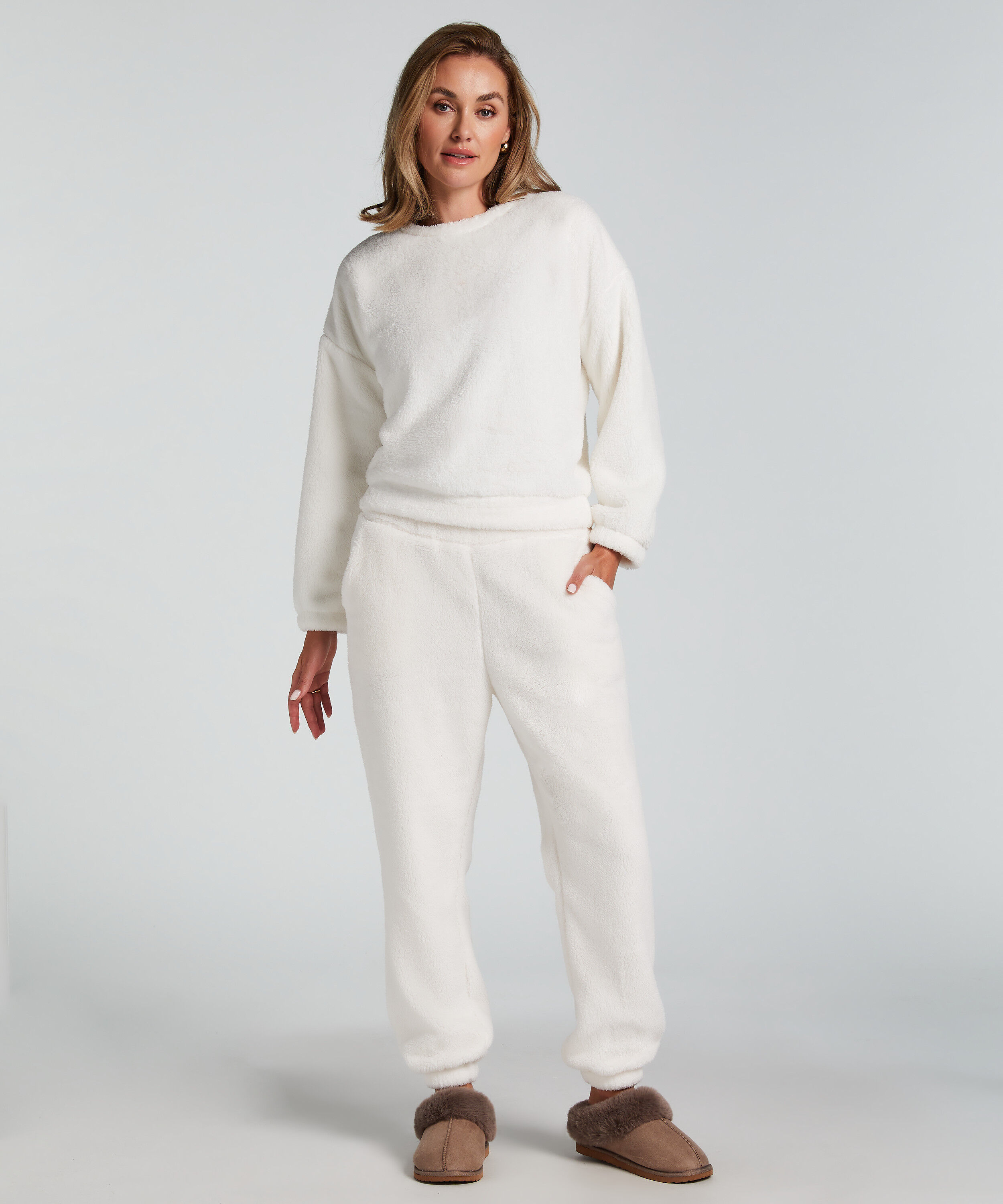 Jogginghose aus Fleece Snuggle, Weiß