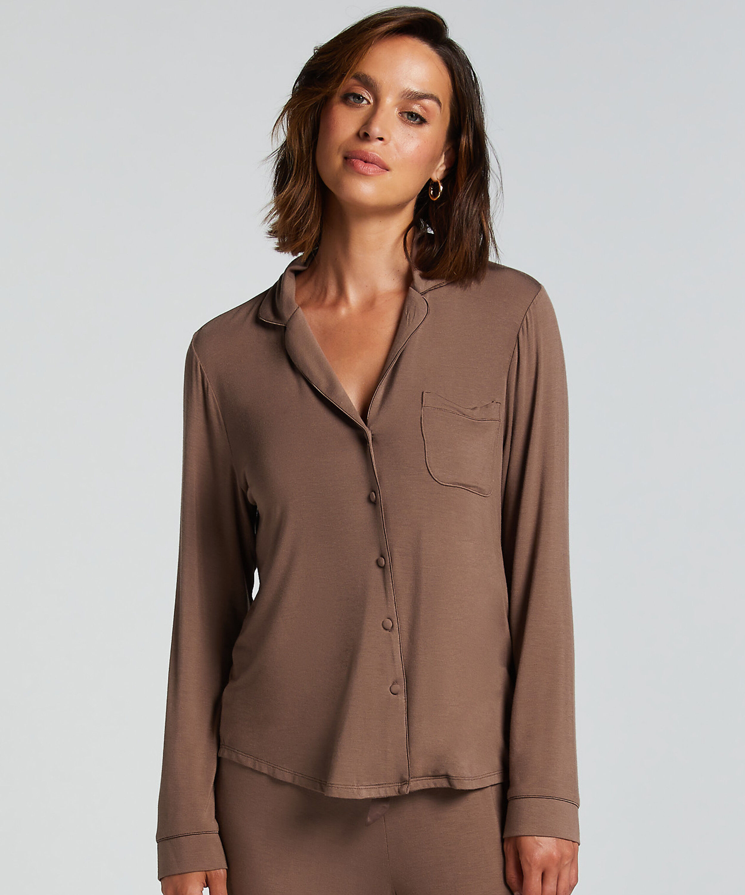 Langärmelige Jersey-Jacke Essential, Braun