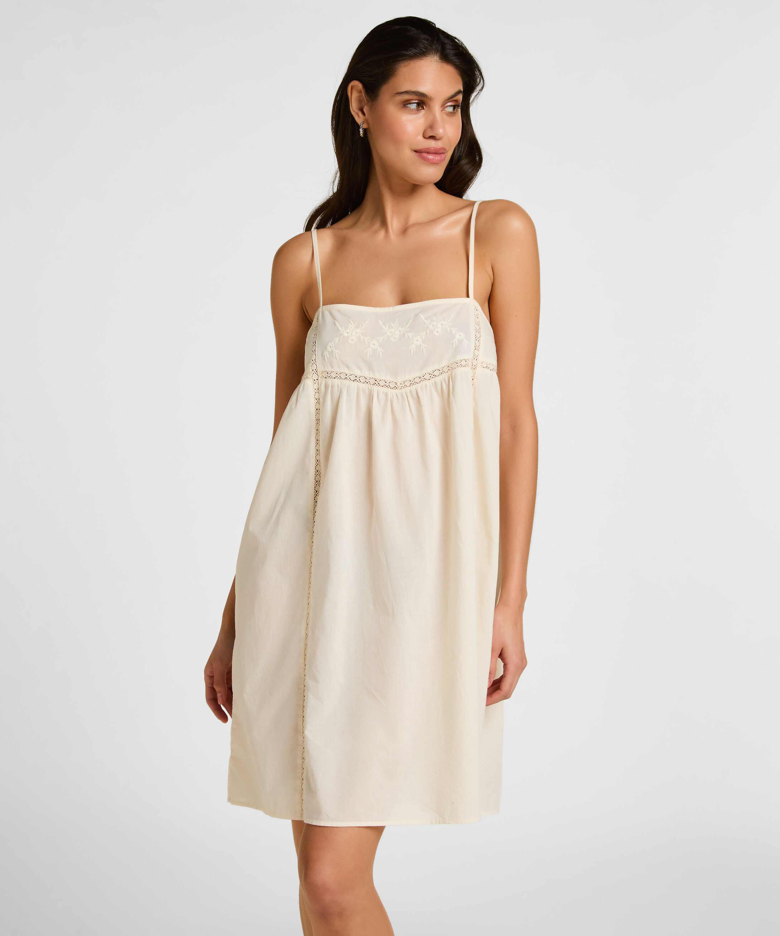 Slipdress Embroidery, Weiß