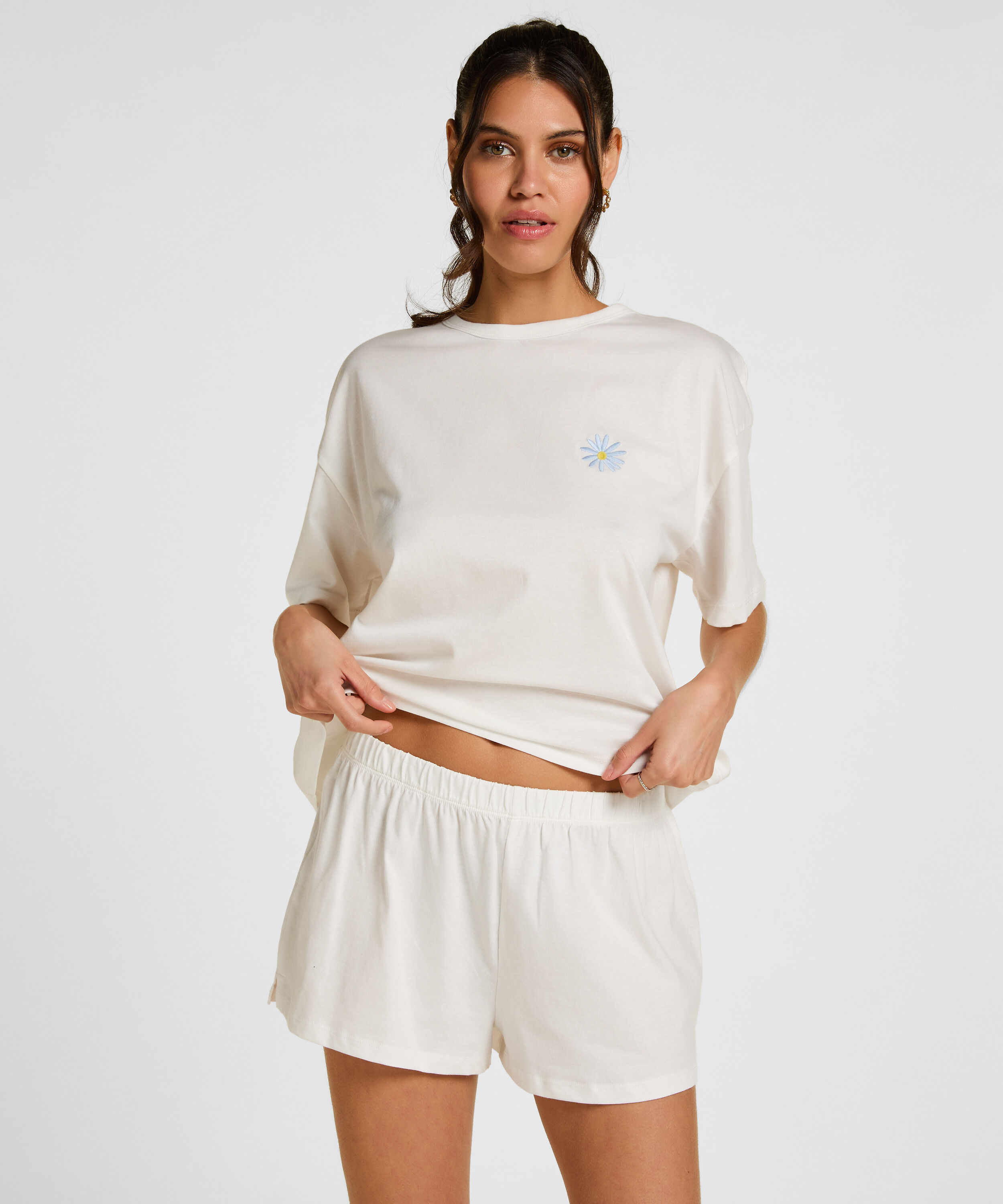 Pyjama-Set aus Baumwolle, Weiß