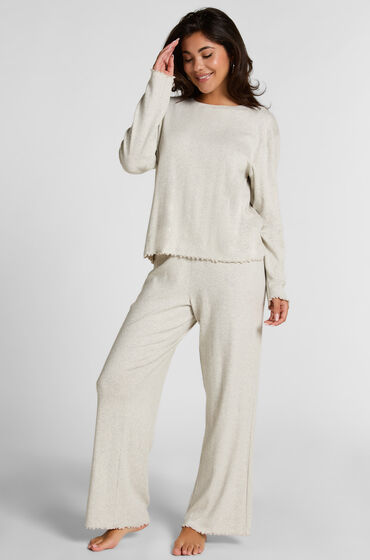 Hunkemöller Pyjama Hose Loose Pointelle Grau