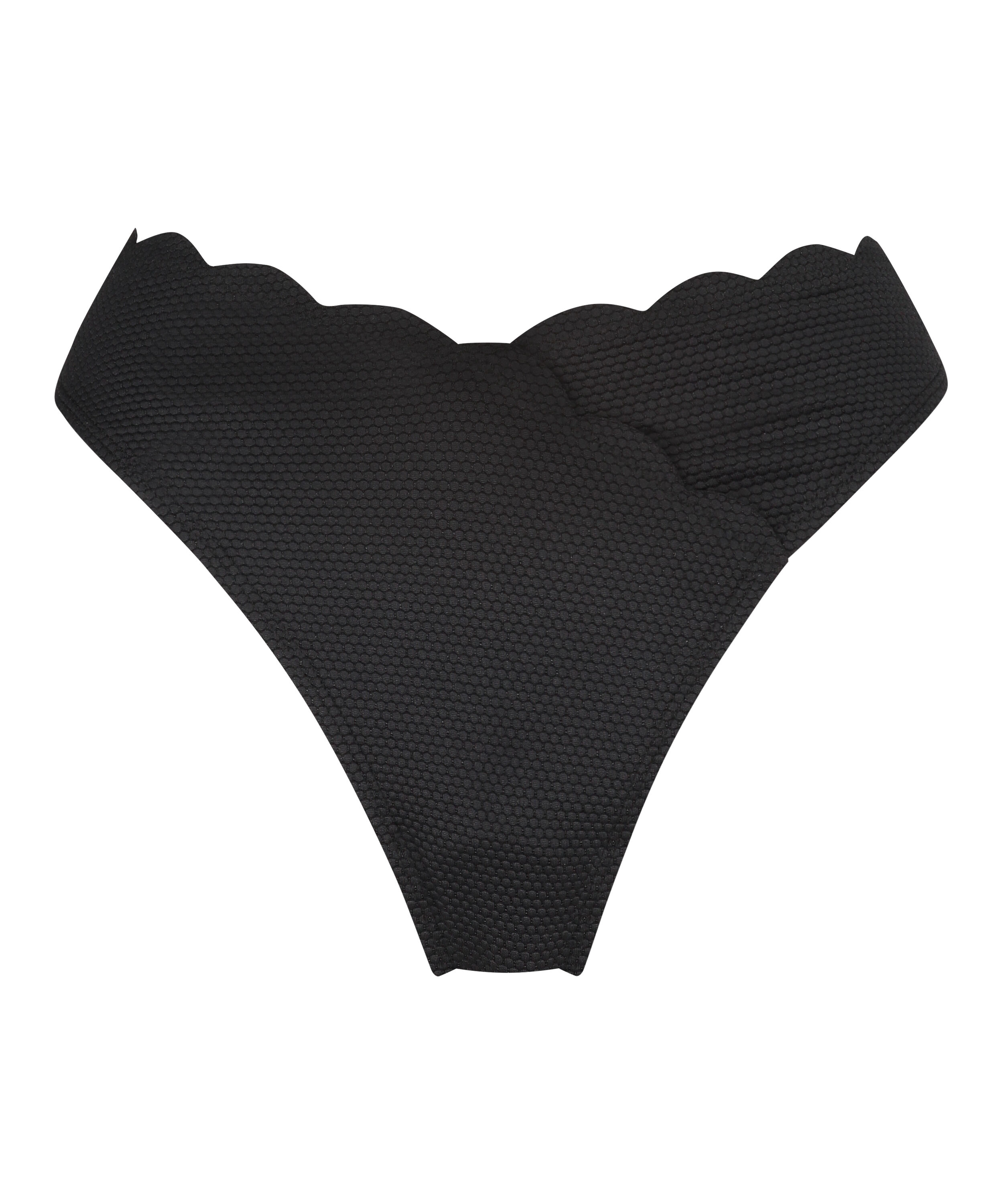 Bikini Slip mit hohem Beinausschnitt Scallop, Schwarz Bikini Slip mit hohem Beinausschnitt Scallop, Schwarz