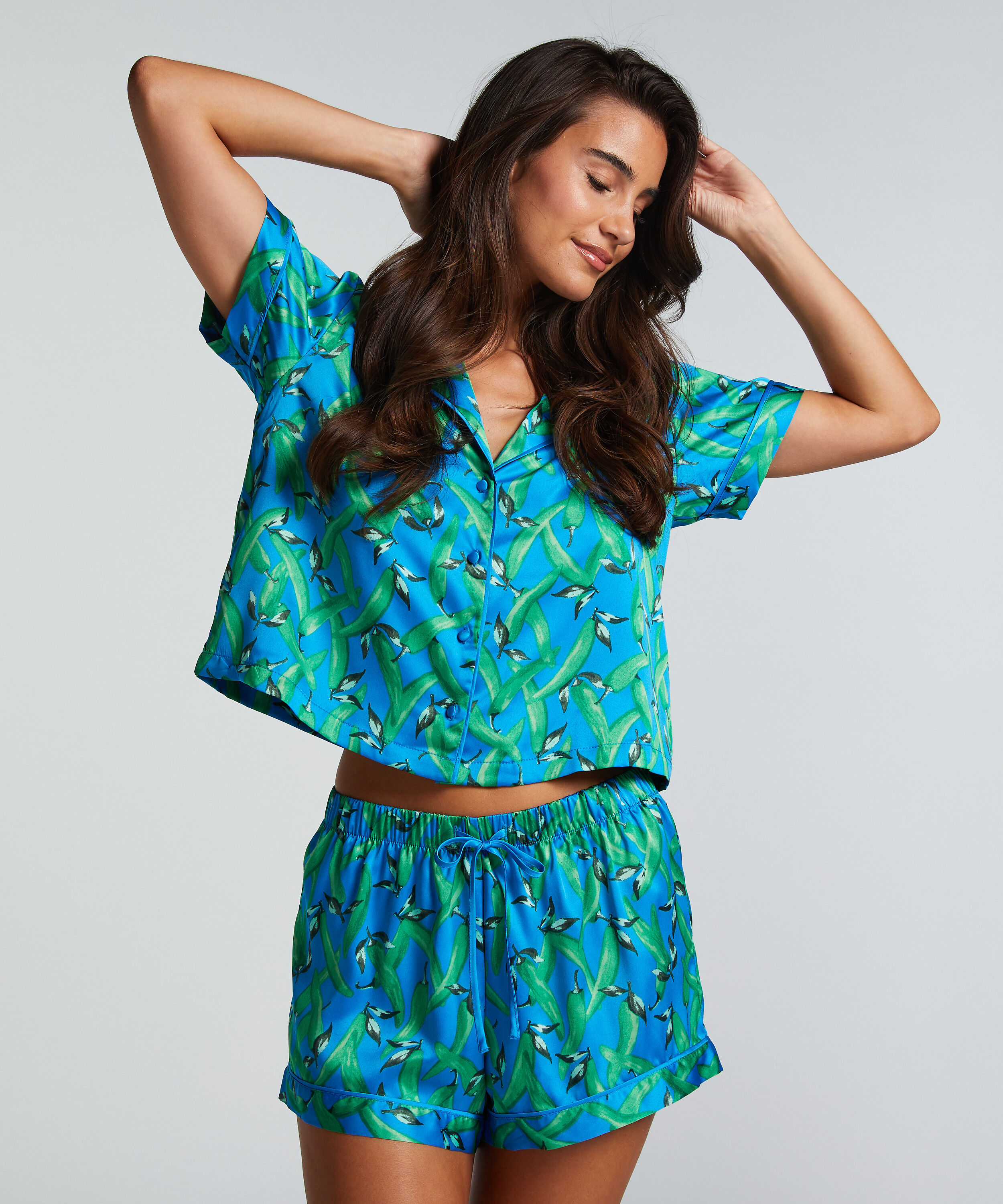 Pyjama-Shorts Satin, Blau