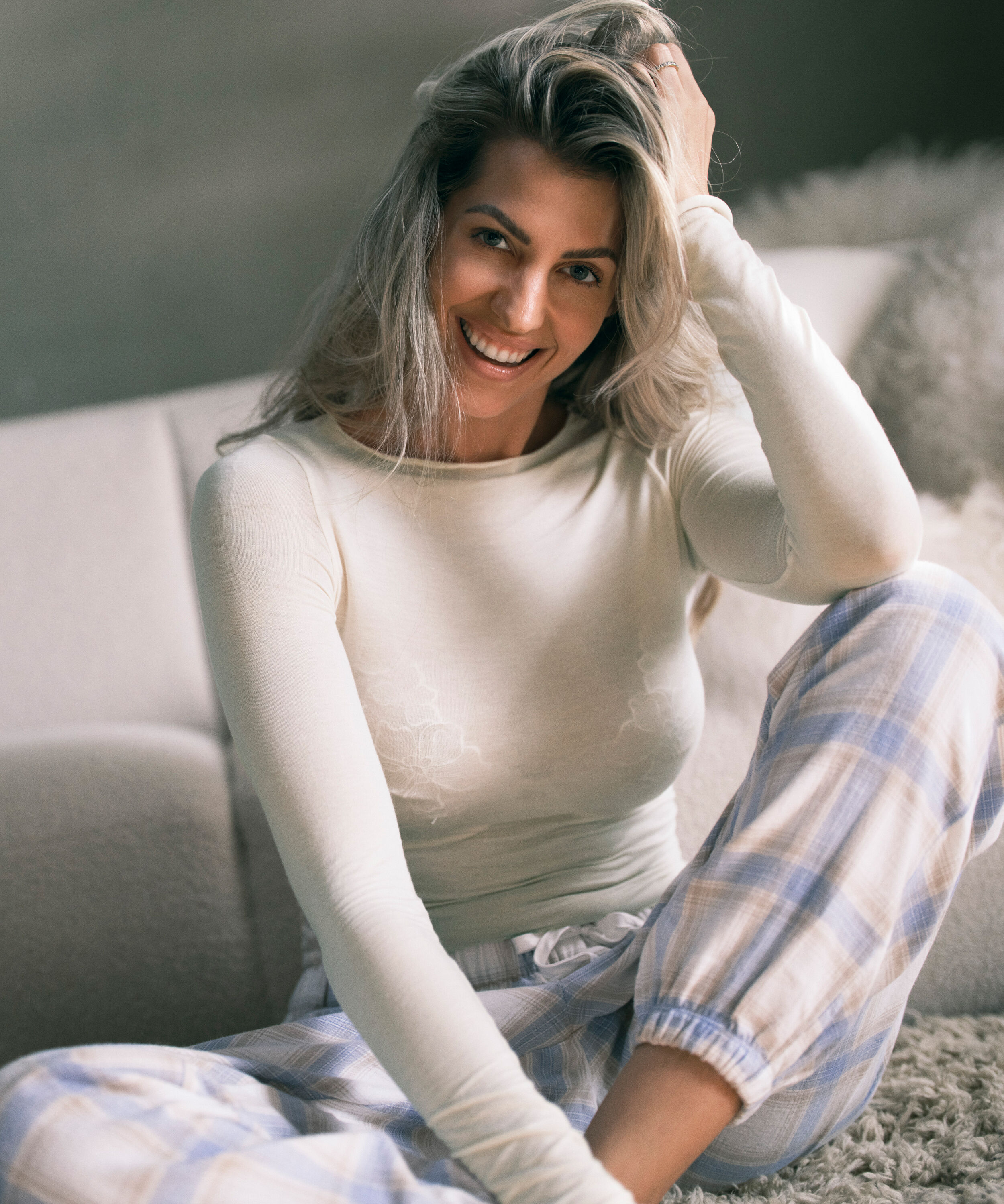 Petite Pyjamahose Twill Check