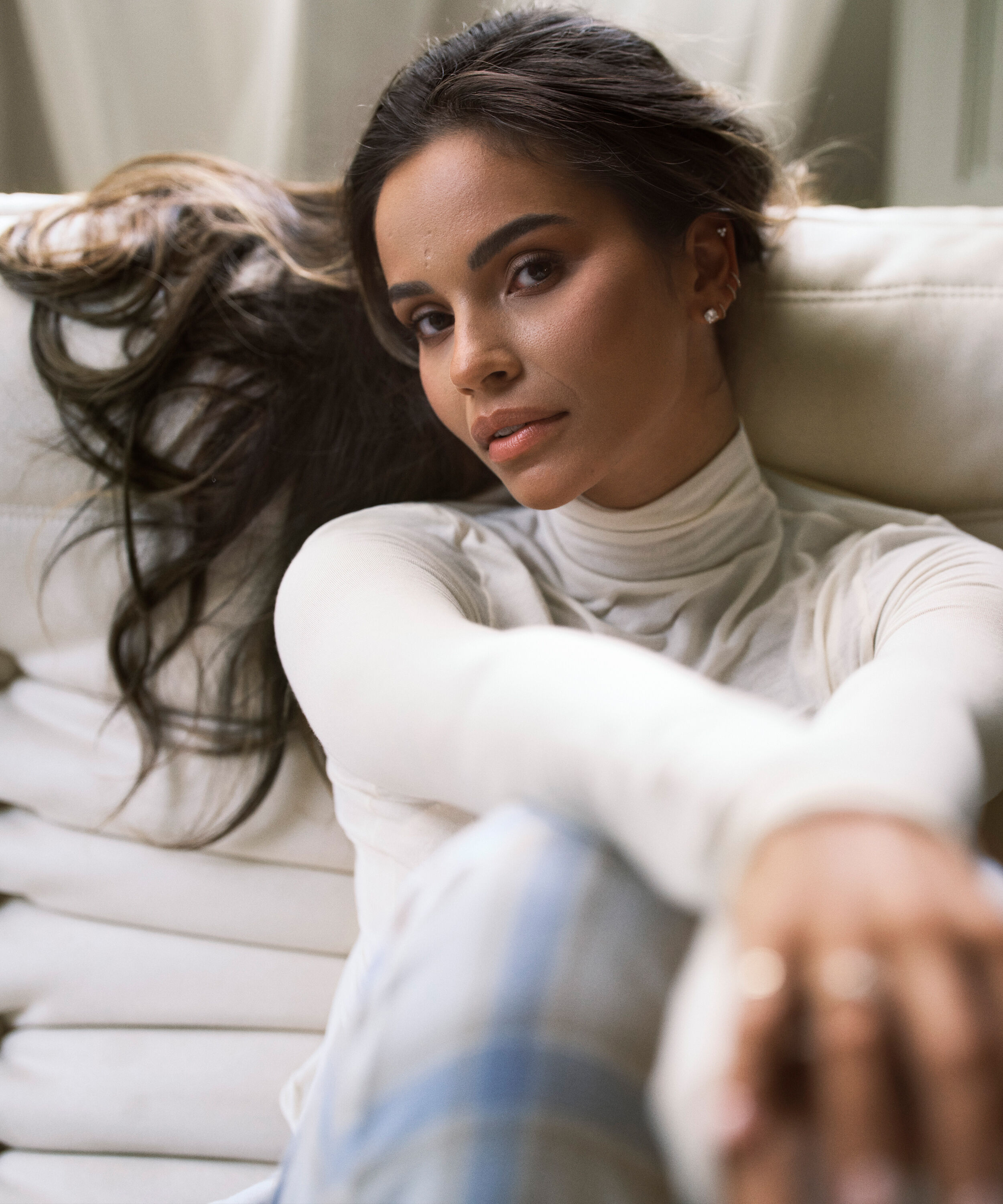 Himmlisch weiches Shirt aus Kaschmir-Mix mit Rollkragen, Wei&szlig;