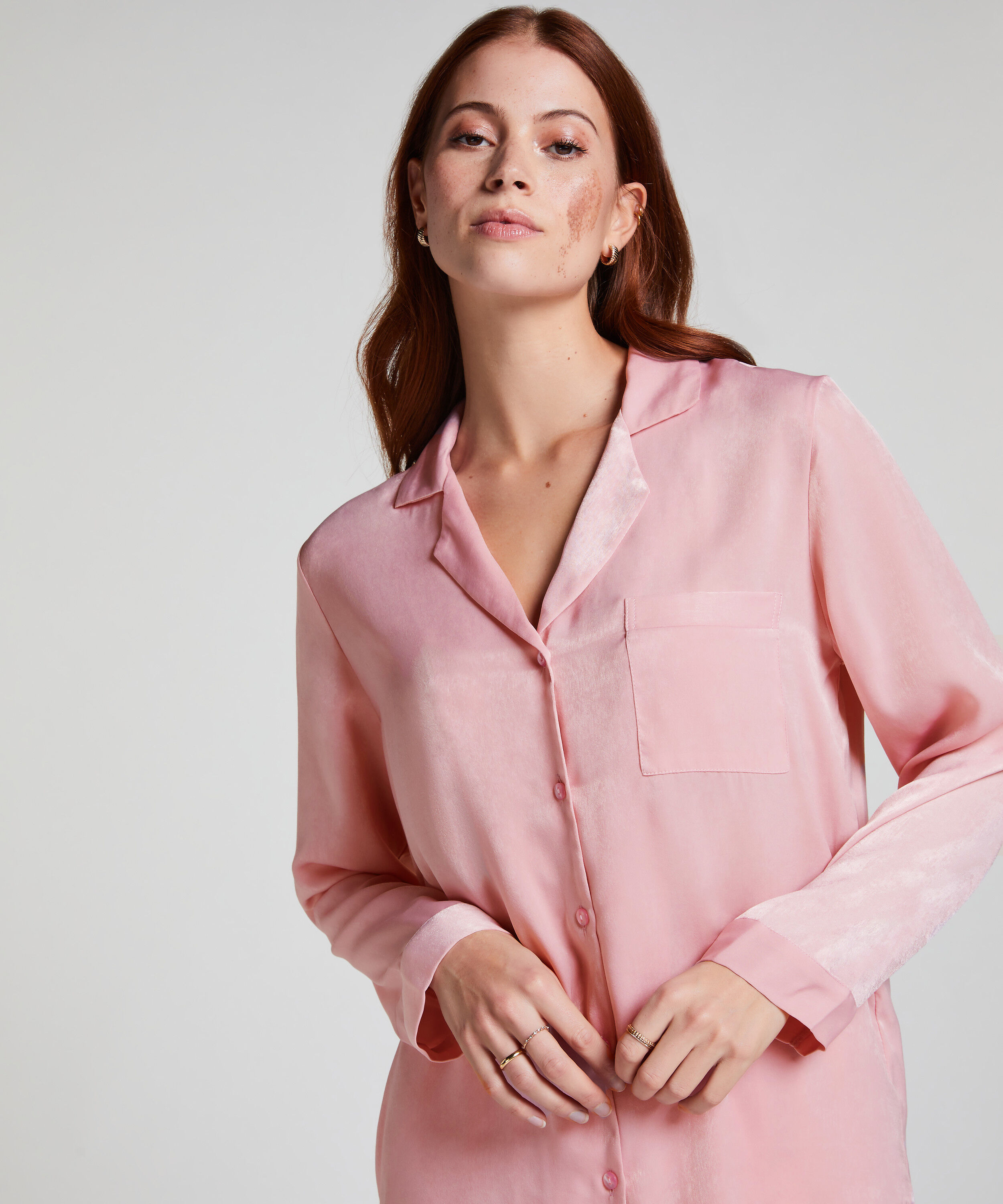 Langarmjacke Satin, Rose