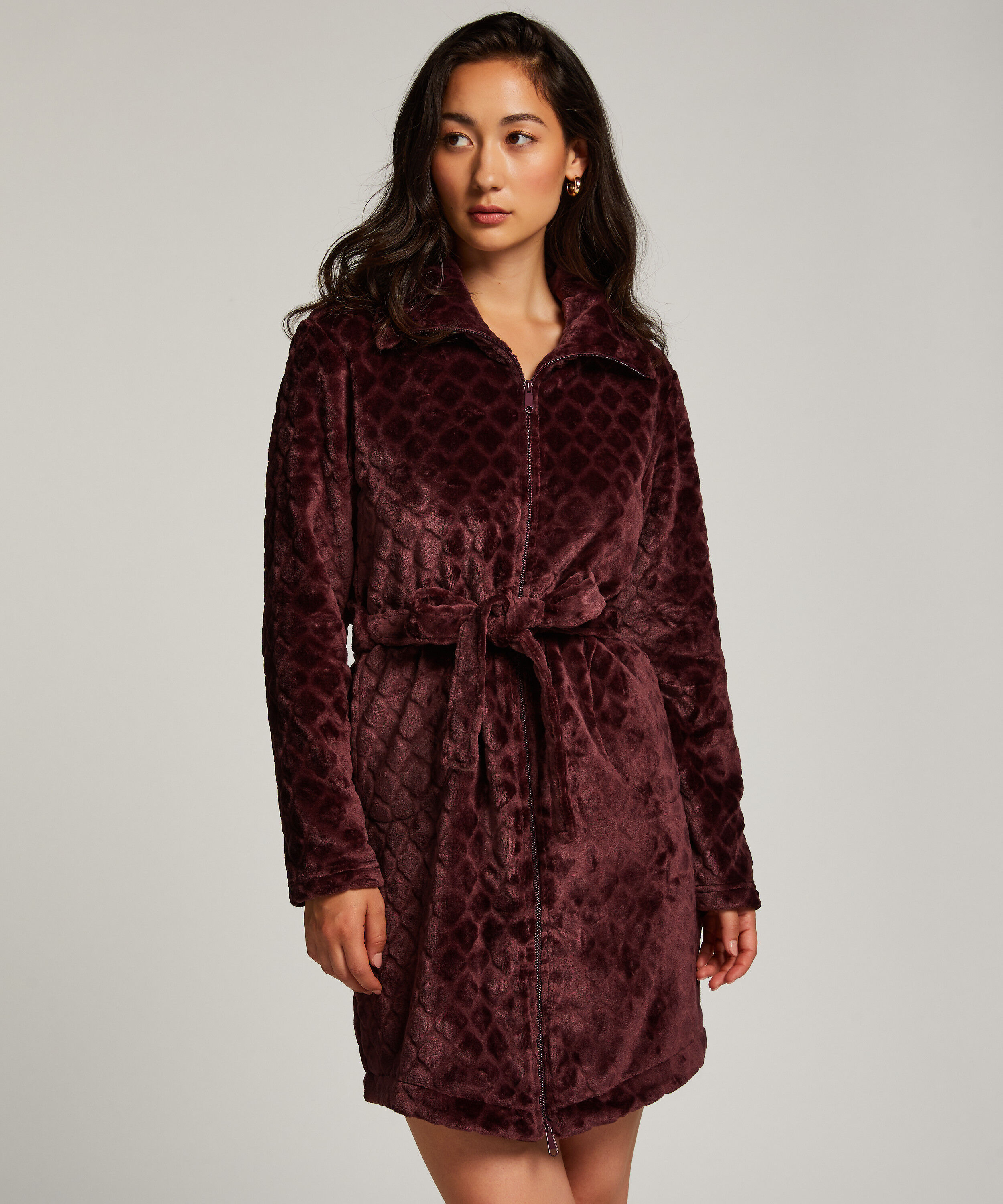 Bademantel Zip Fleece, Lila