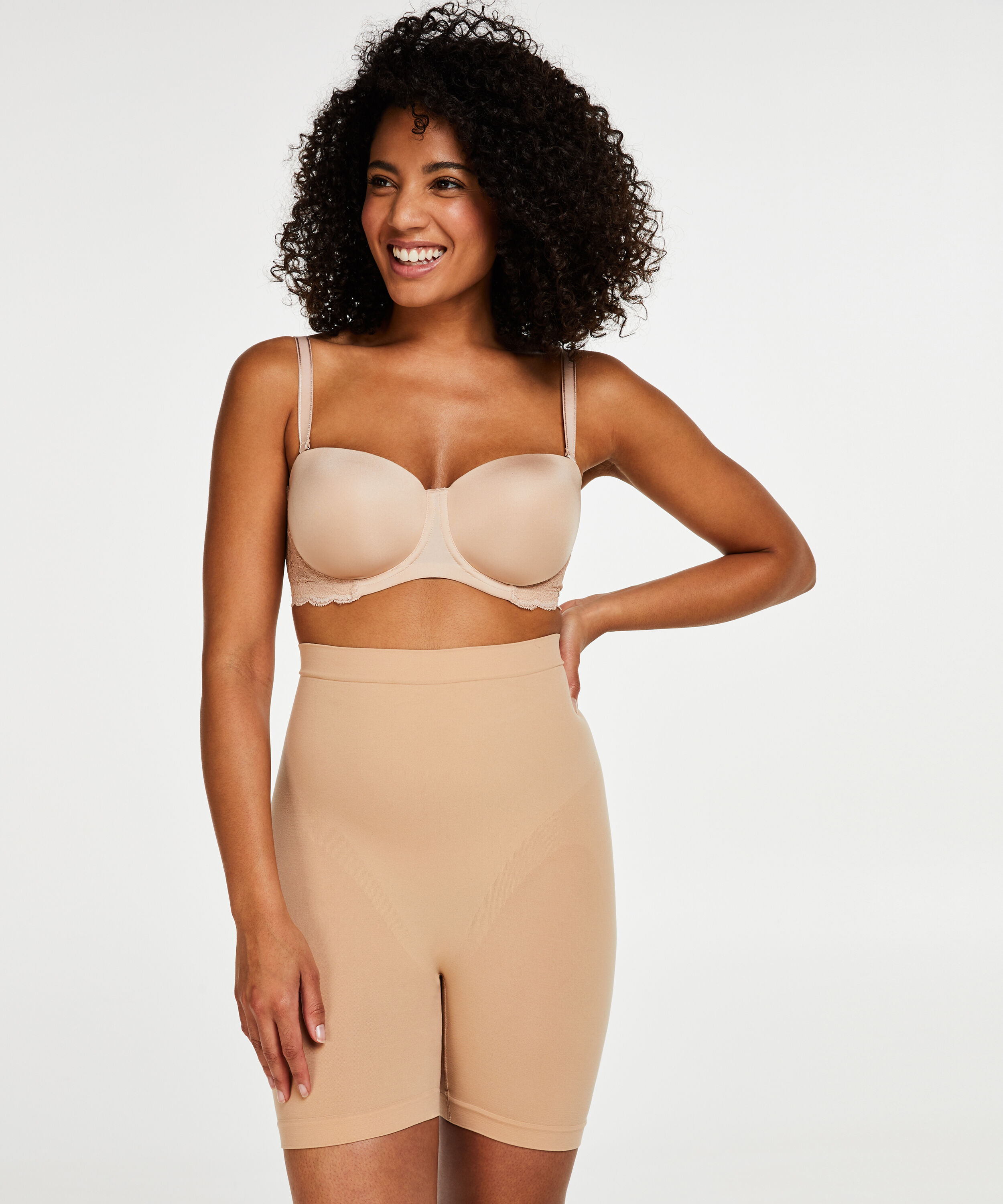 Straffender Oberschenkel-Figurformer mit hoher Taille - Level 2, Beige