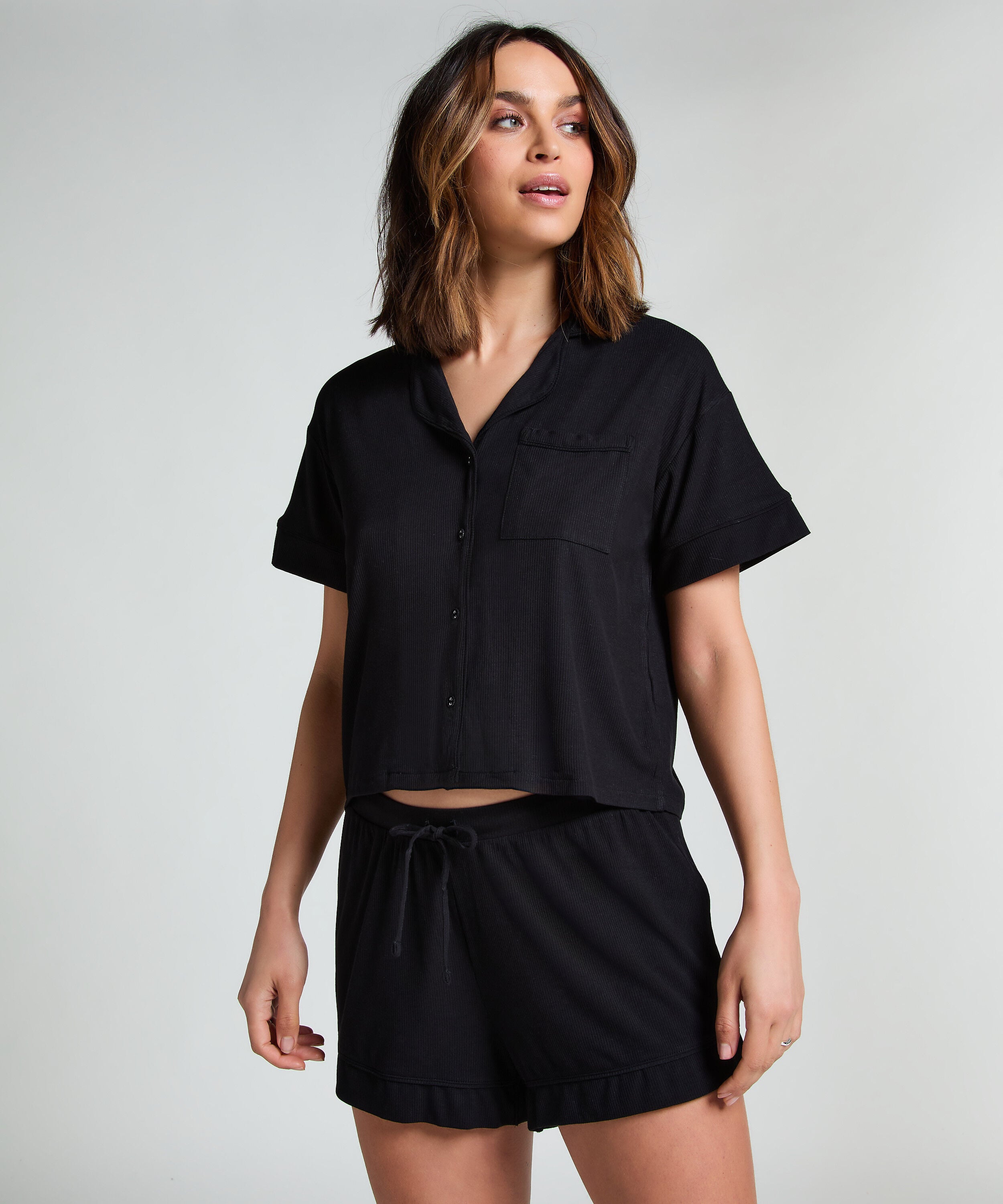 Essential-Shorts aus Ripp-Jersey, Schwarz