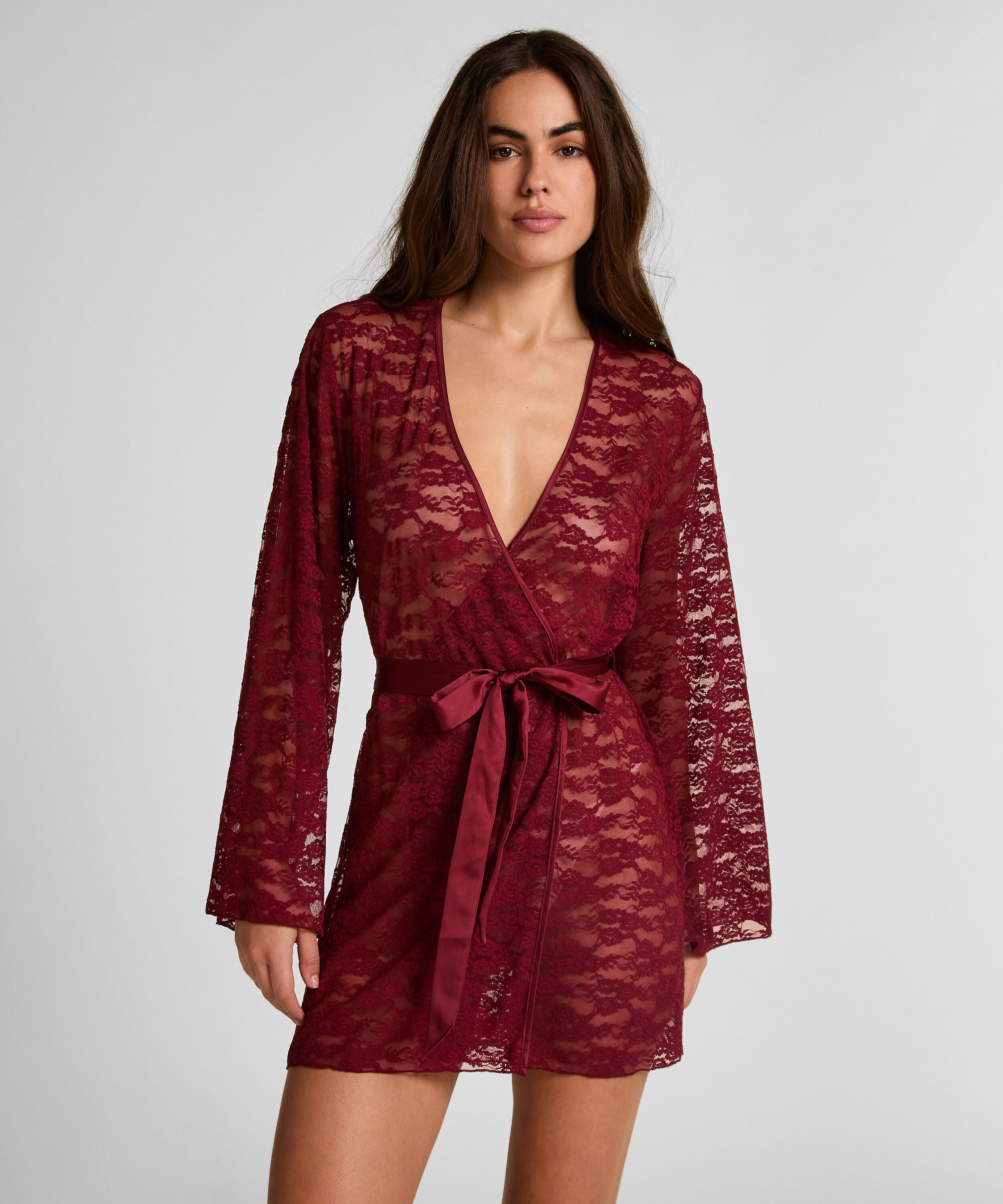 Kimono aus Allover-Spitze, Rot